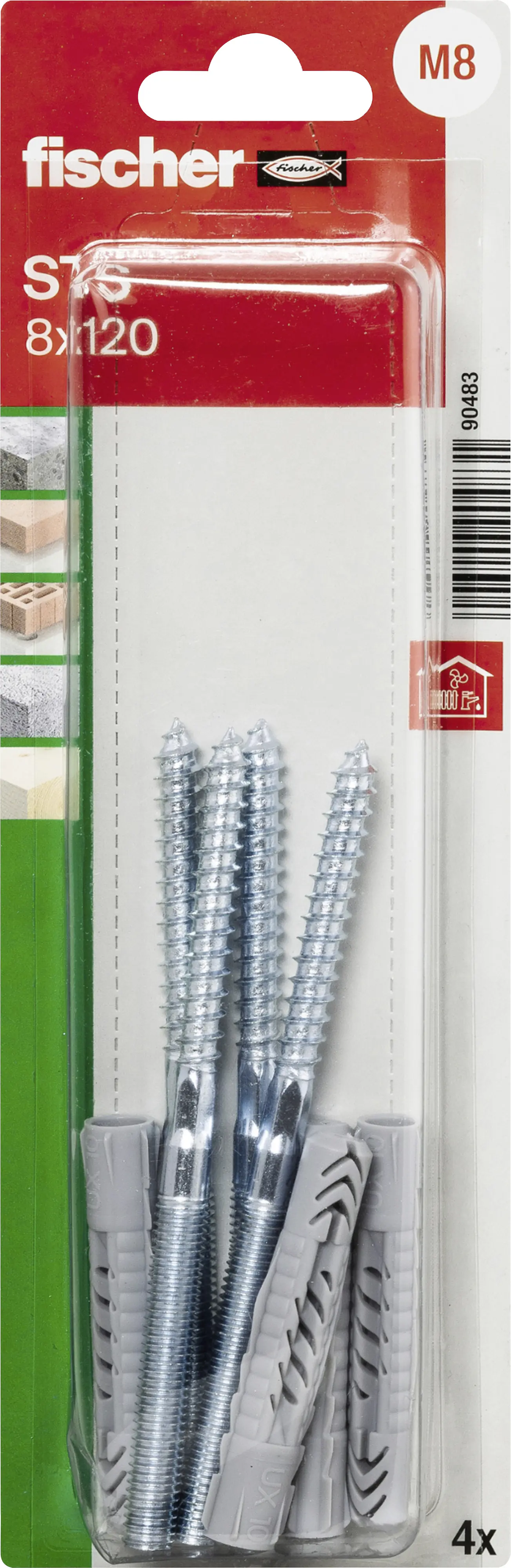 Fischer Stockschrauben mit Dübel STS Ø 8 x 120 mm - 8 Stk.