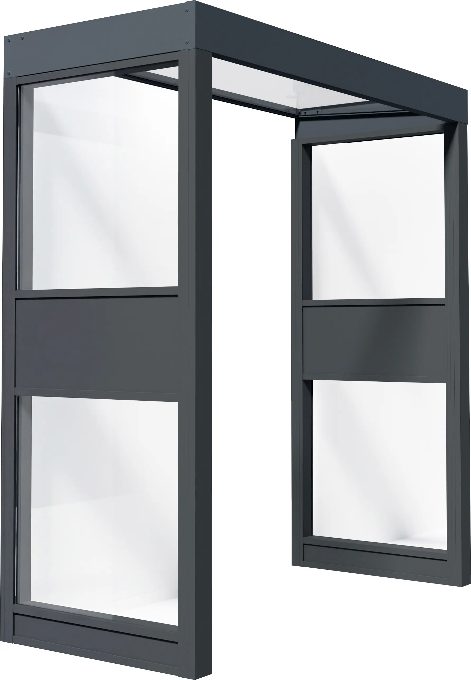 Canopia Vordach Sophia 160 x 95 cm Klar grau + 2 Seitenteile 