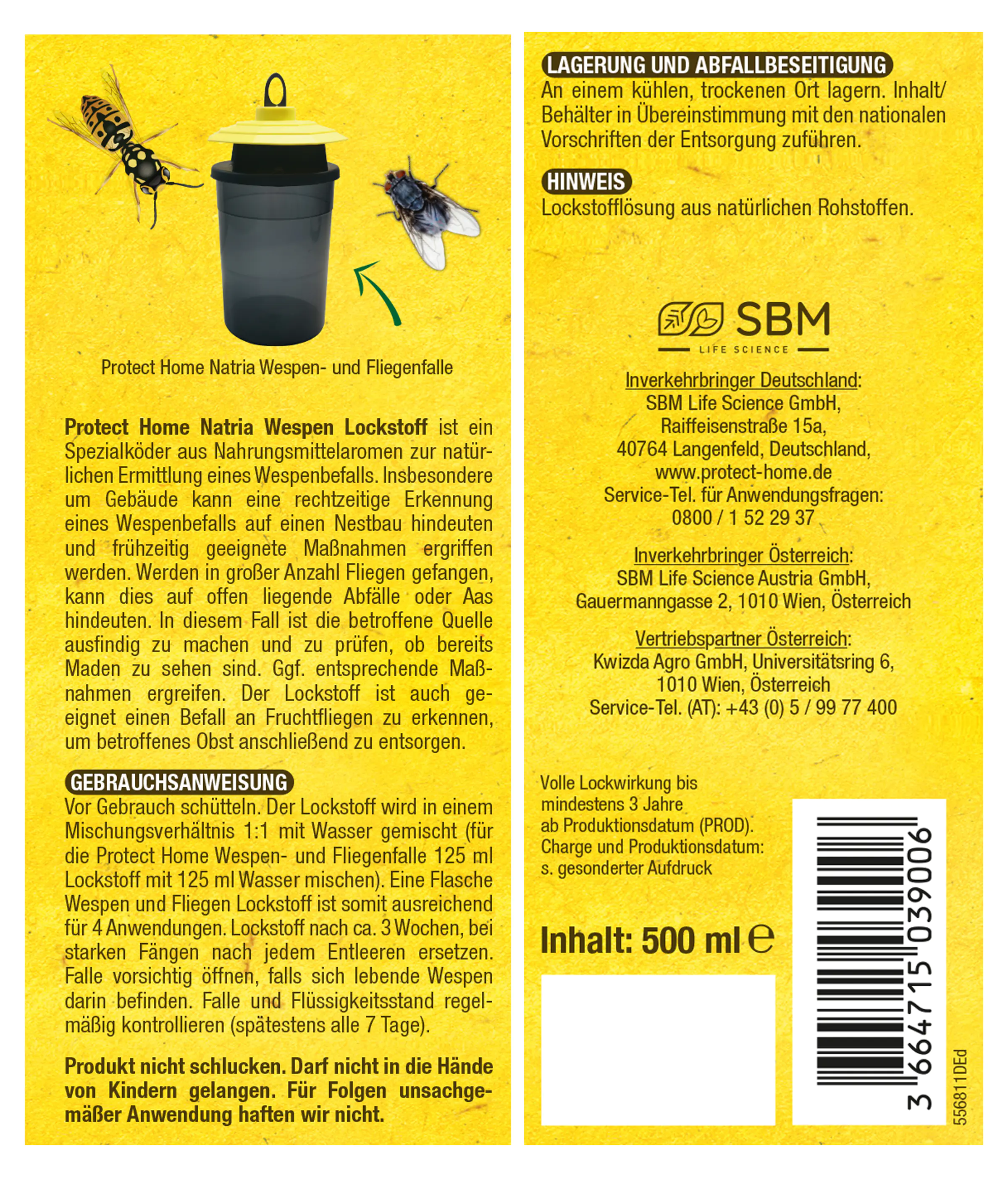 Protect Home Natria Wespen und Fliegen Lockstoff 500 ml