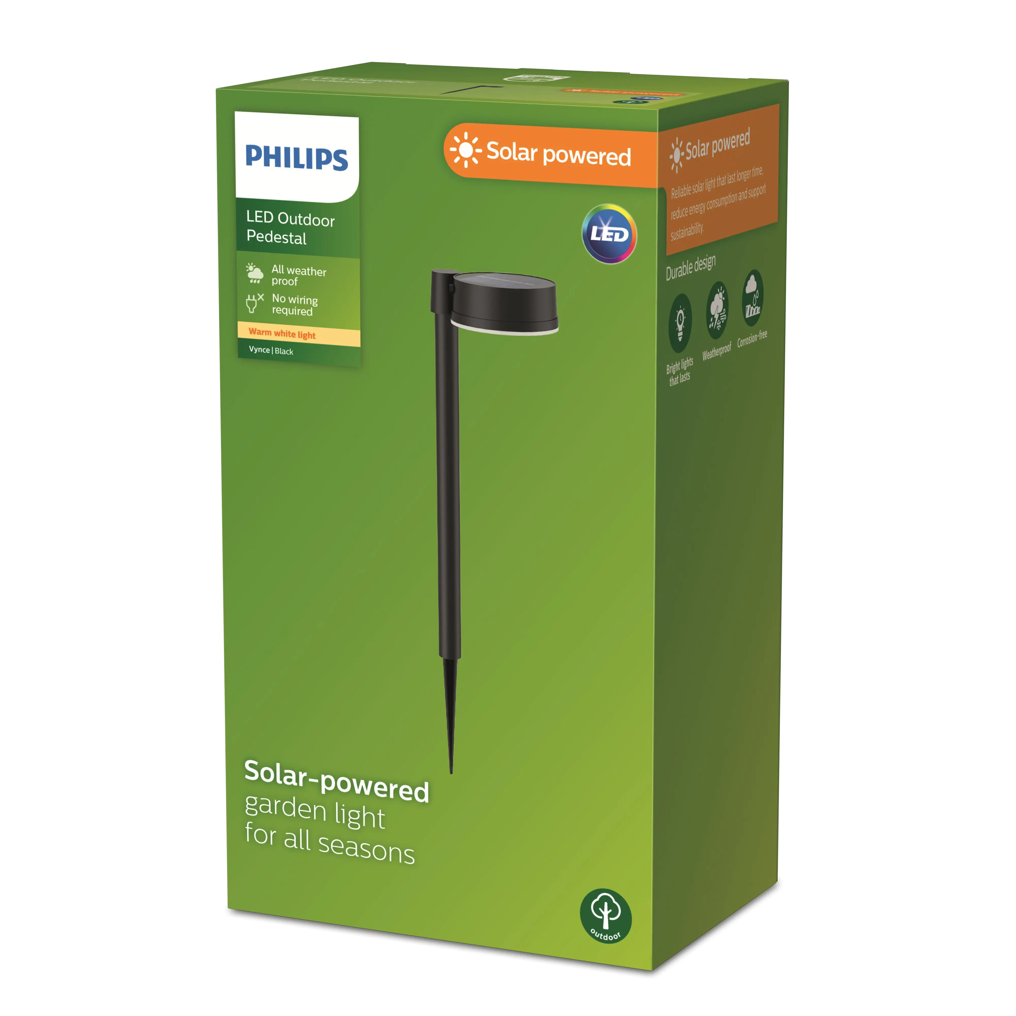 Philips LED Solar-Sockelleuchte Vynce schwarz 54 x 11,2 cm mit Erdspieß