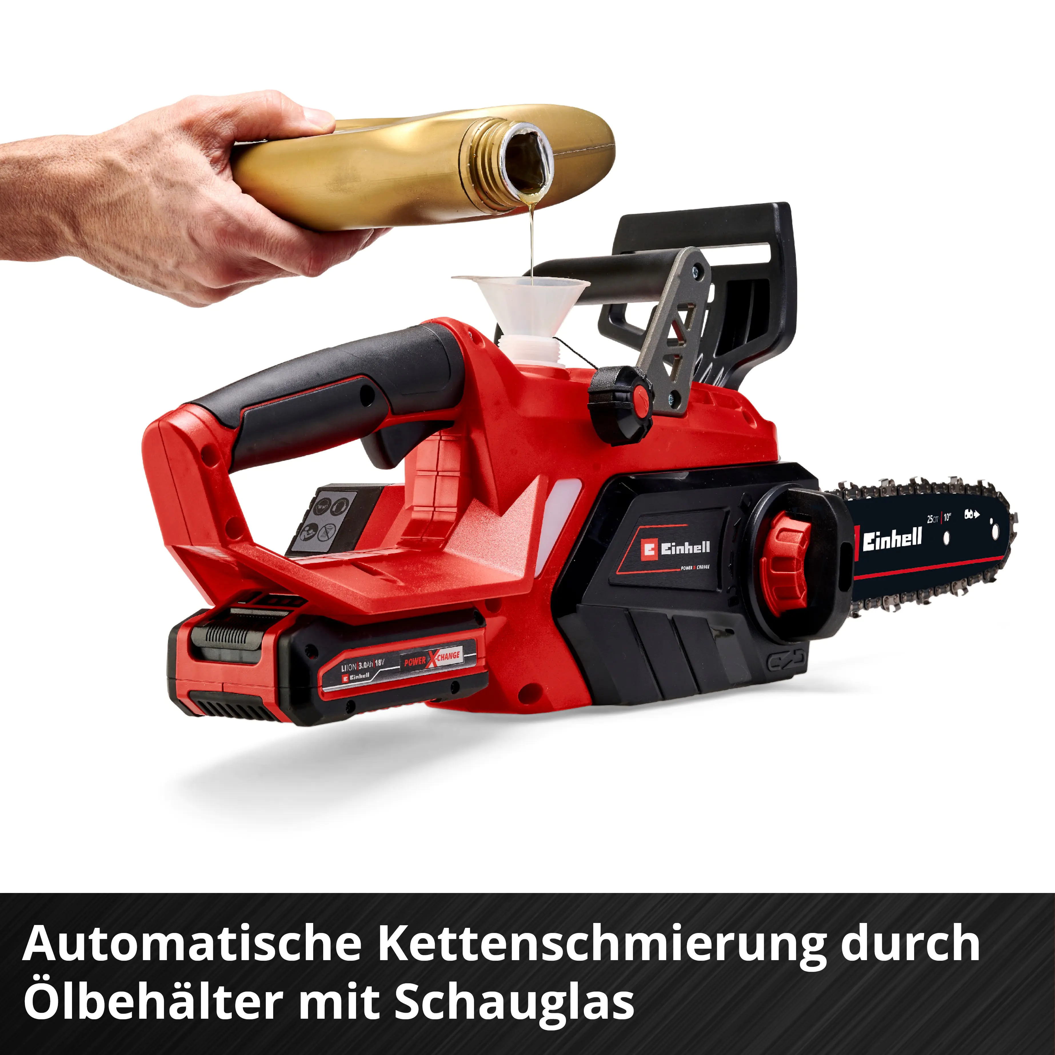 Einhell Akku-Kettensäge GE-LC 18/25-1 Li Kit 25 cm Schwertlänge mit 3,0 Ah Akku