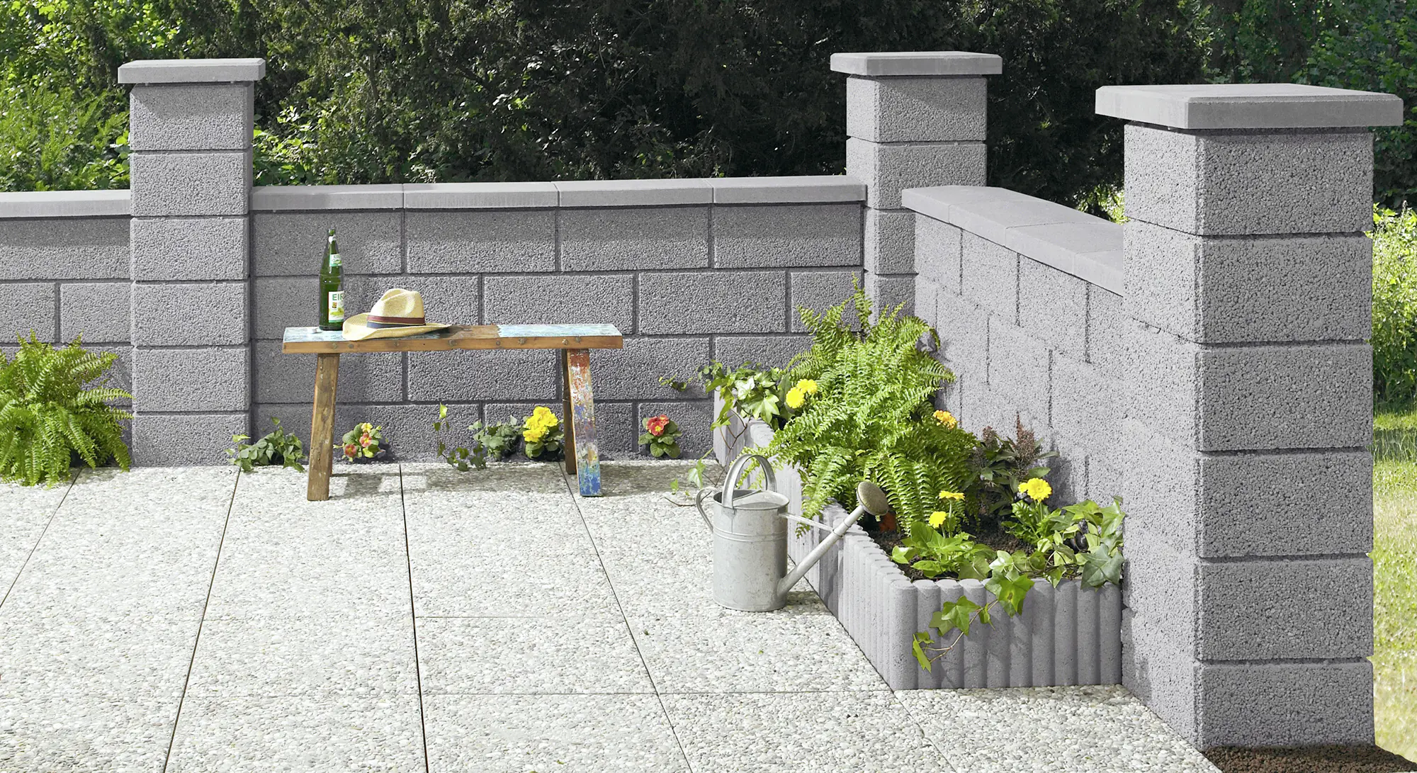 Kann Mauerstein Garten 25 x 25 x 20 cm grau