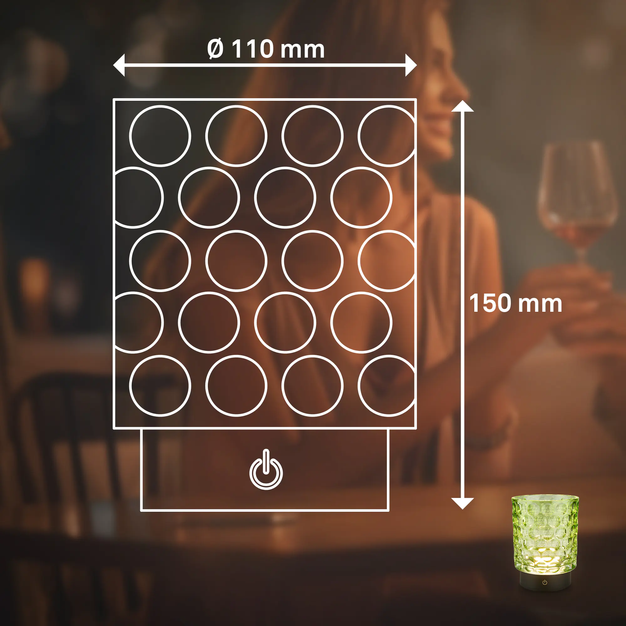 Briloner LED Akku-Tischleuchte Sunora grün 15 cm warmweiß dimmbar