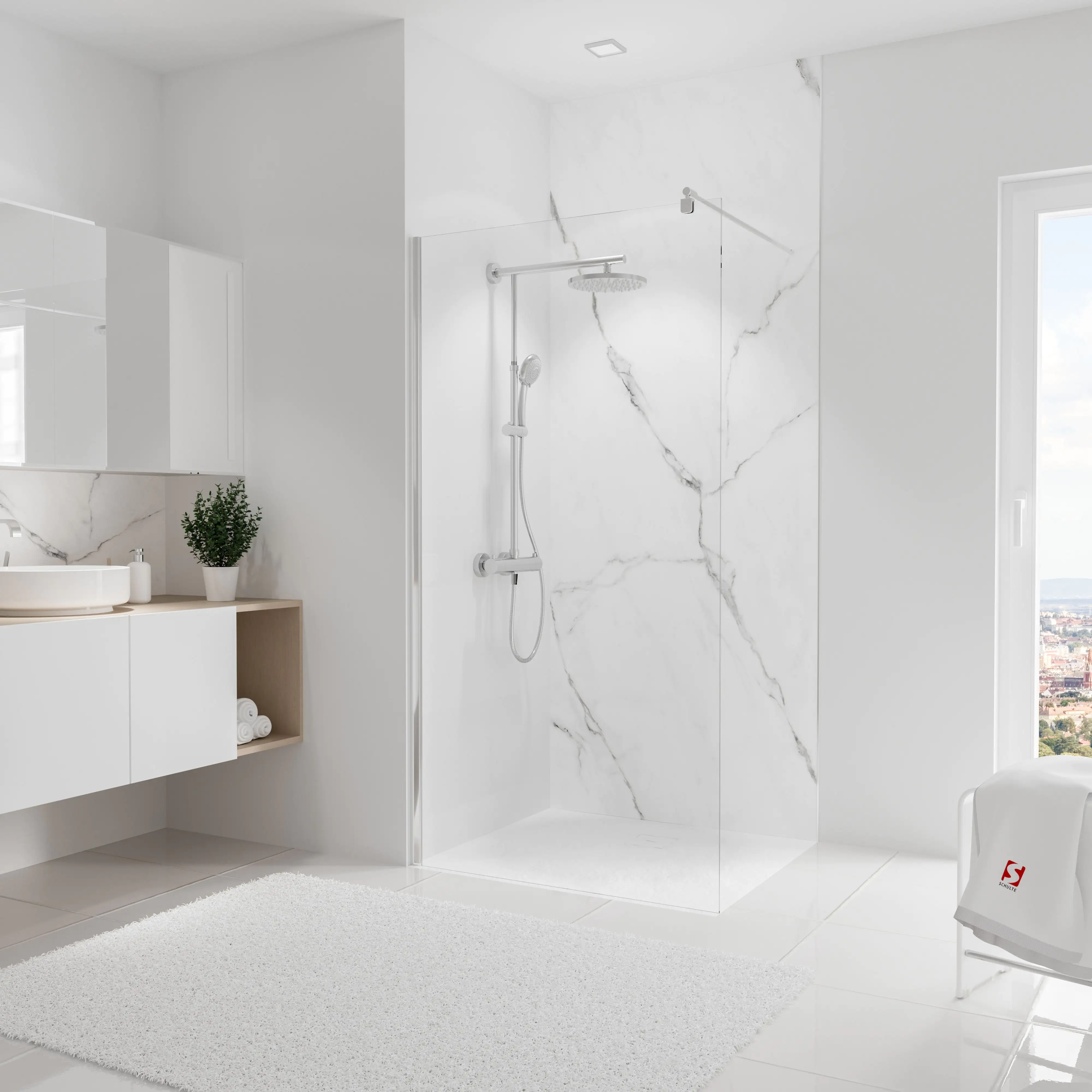 Schulte Duschrückwand Softtouch Marmor-bianco 100 x 255 cm