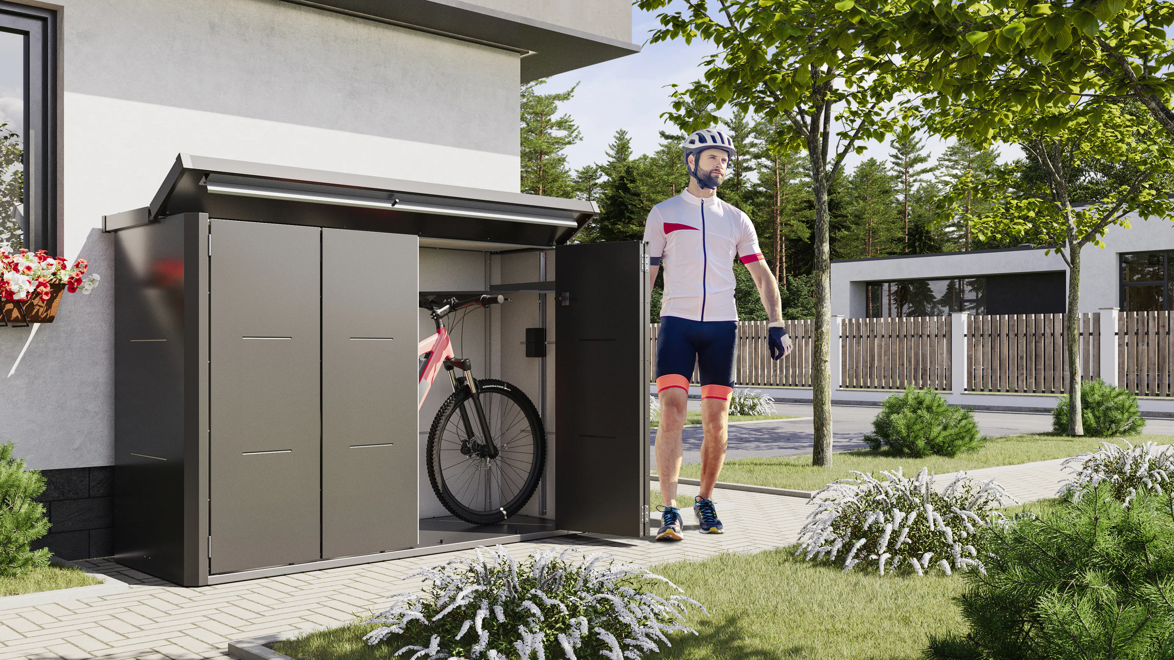 Telluria Fahrradbox Velotto granitgrau 203 x 75 cm
