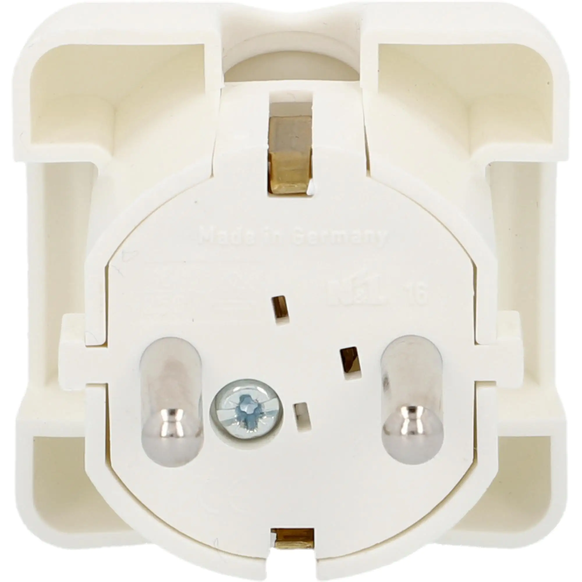 Schutzkontakt-Flächen-Stecker seitliche Einführung weiß