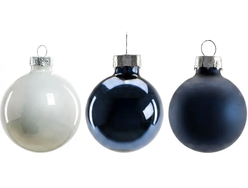 TrendLine Weihnachtskugeln aus Glas Ø 6 cm blau weiß 20 Stück