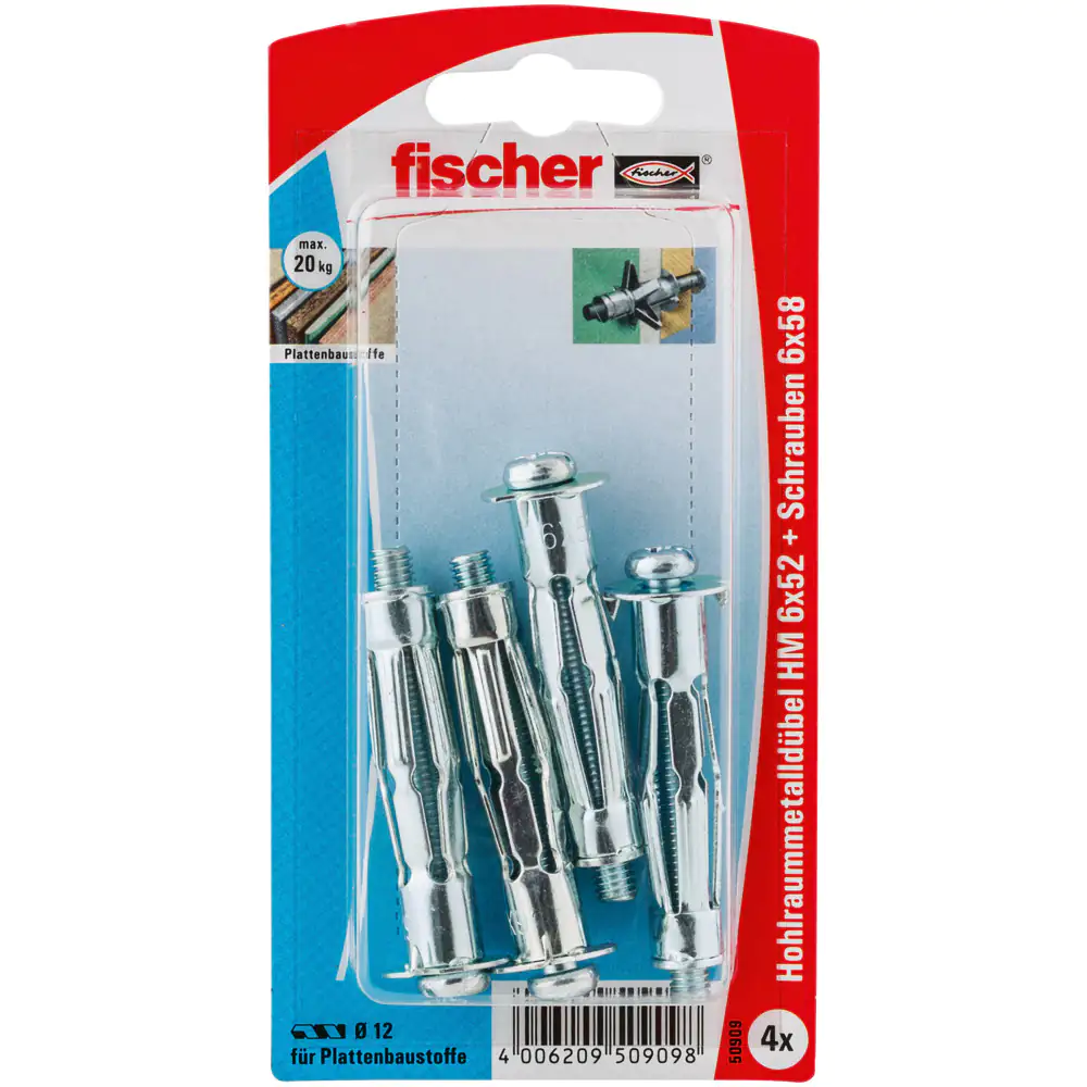 Fischer Hohlraumdübel aus Metall 6.0 x 52 mm - 4 Stück