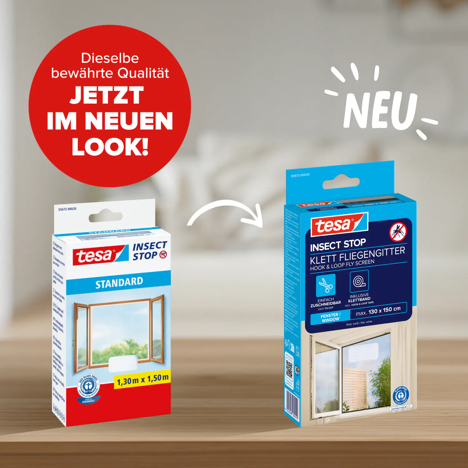 tesa Fliegengitter STANDARD 130 x 150 cm weiß individuell kürzbar