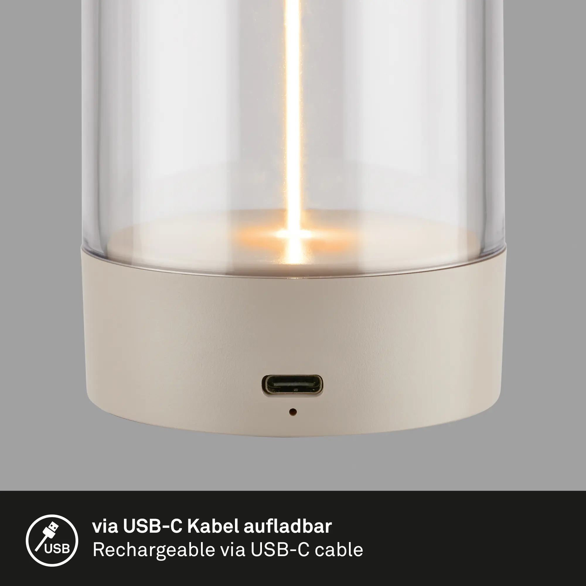 Briloner LED Akku-Tischleuchte Wiggle beige 15 cm warmweiß dimmbar