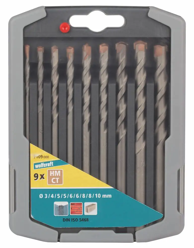 Wolfcraft Spezial-Betonbohrer-Set HM 7109000 Ø 3 - 10 mm 9-teilig Rundschaft