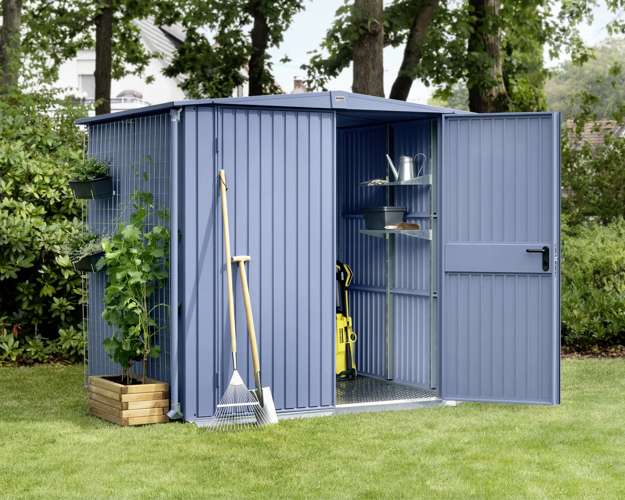 EcoStar Gerätehaus Trend-S Typ 2 258,8 x 247,7 x 216 cm taubenblau