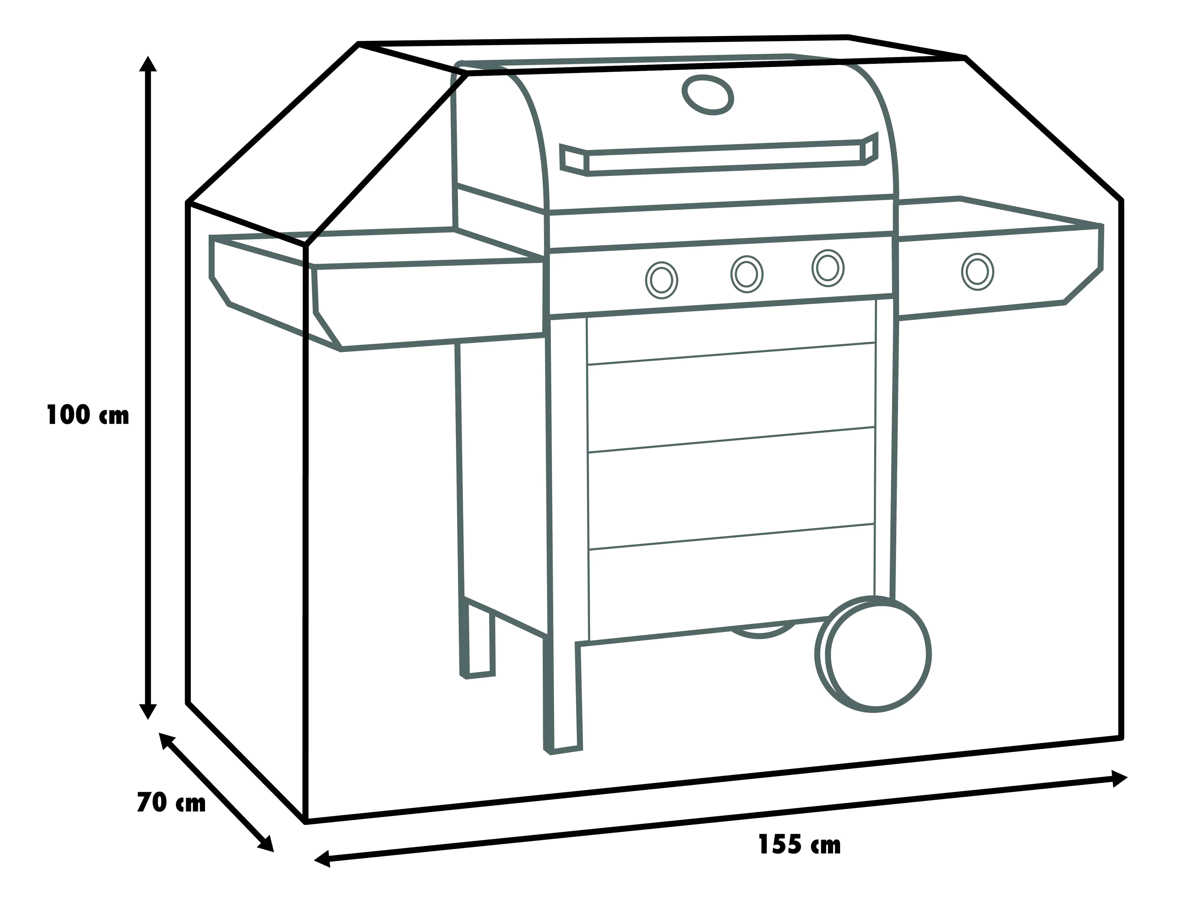 Primaster Atmungsaktive Schutzhülle für Gasgrills 155 x 70 x 100 cm