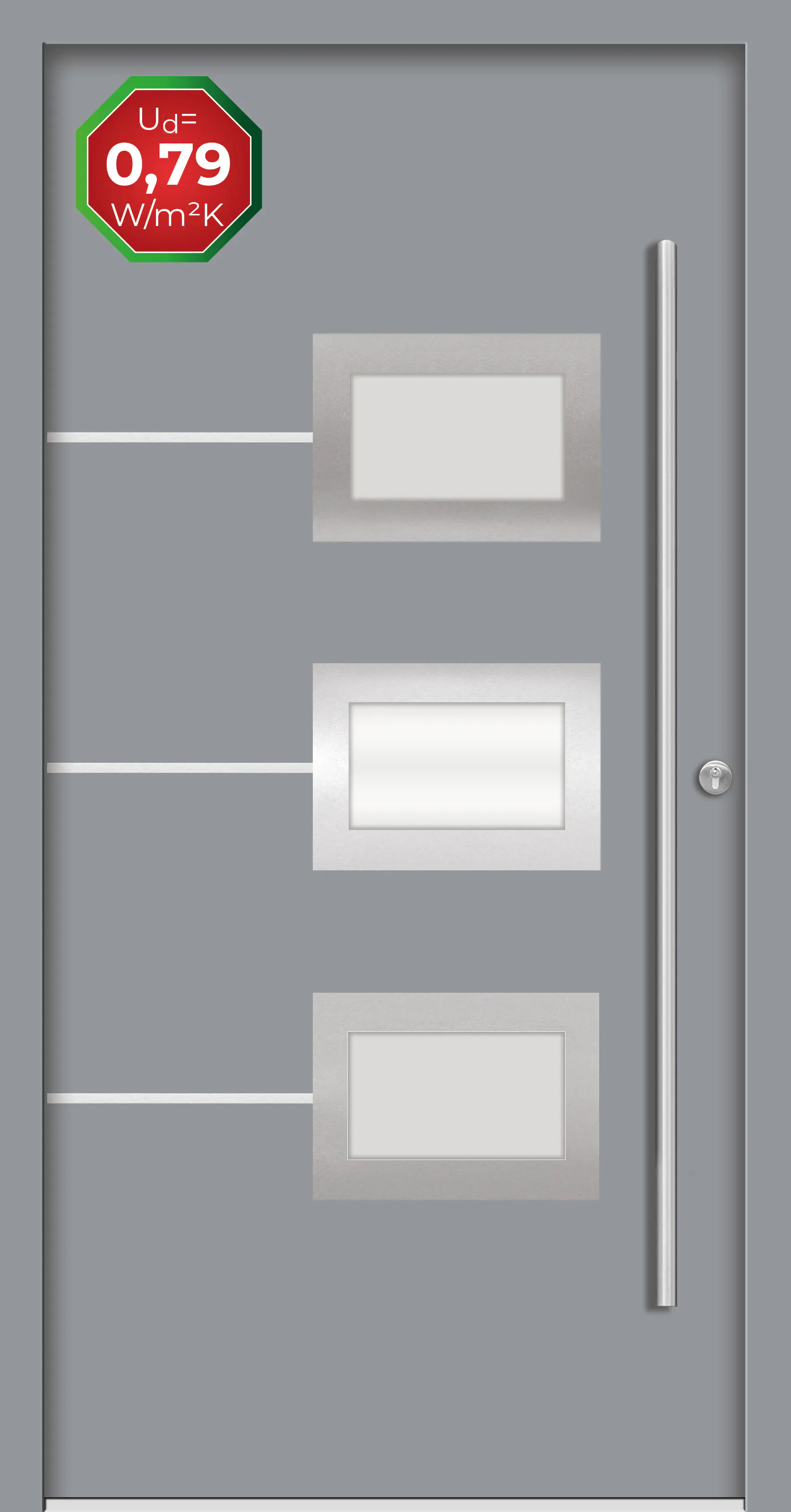 Splendoor Haustür Passivedoor Premium B03 Grau DIN Rechts 110 x 210 cm