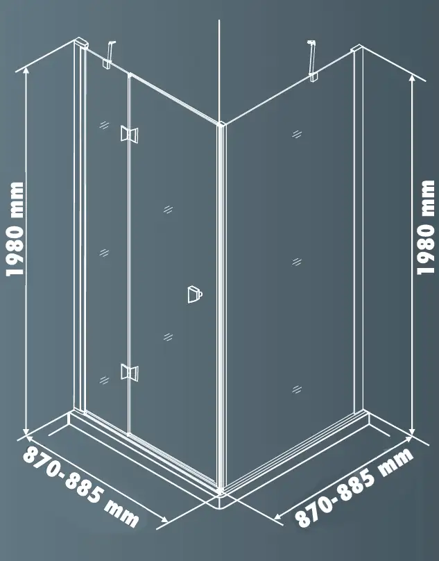 TrendLine Dusch-Drehtür links mit Seitenwand Easy-6 90 x 90 cm Klarglas