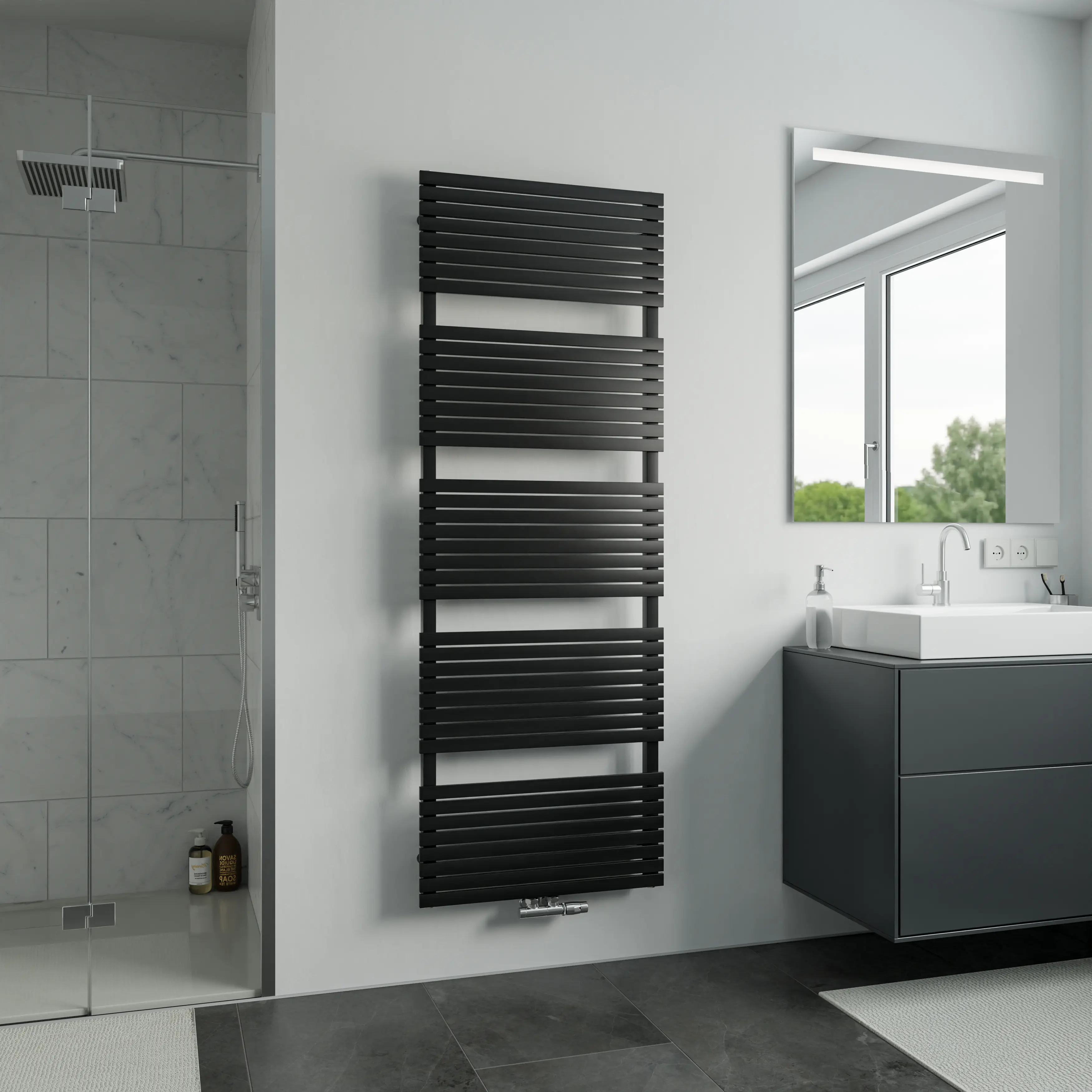 Ximax Handtuchheizkörper P2 Slim 167,5 x 60 cm 997 Watt schwarz matt