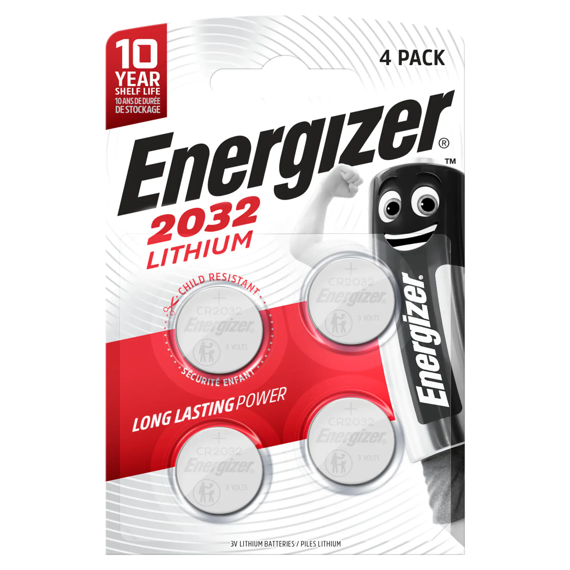 Energizer Knopfzelle CR 2032 Lithium, 3 V, 4er Pack