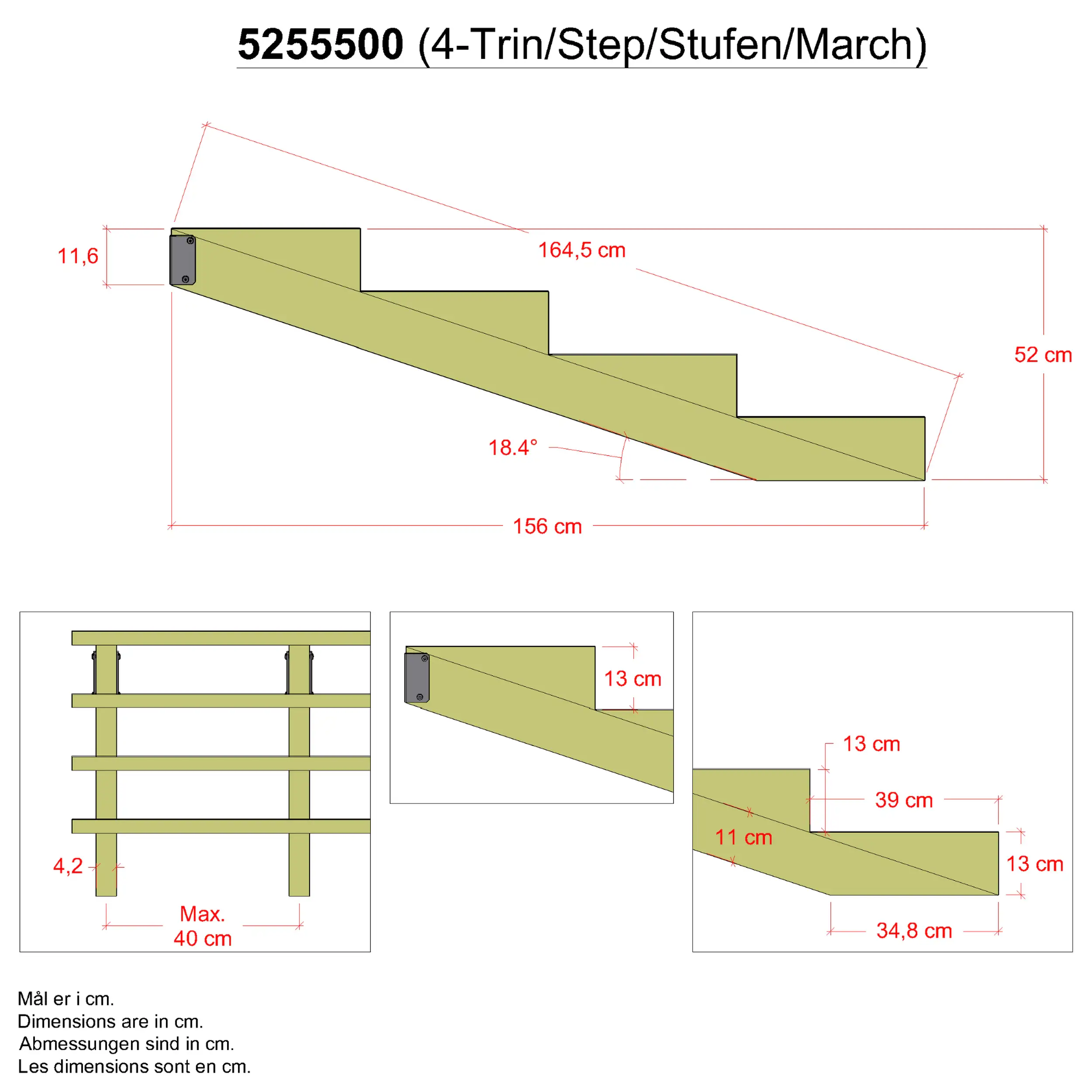 Plus Treppenwange Kiefer 13 cm Stufenhöhe mit Beschlag