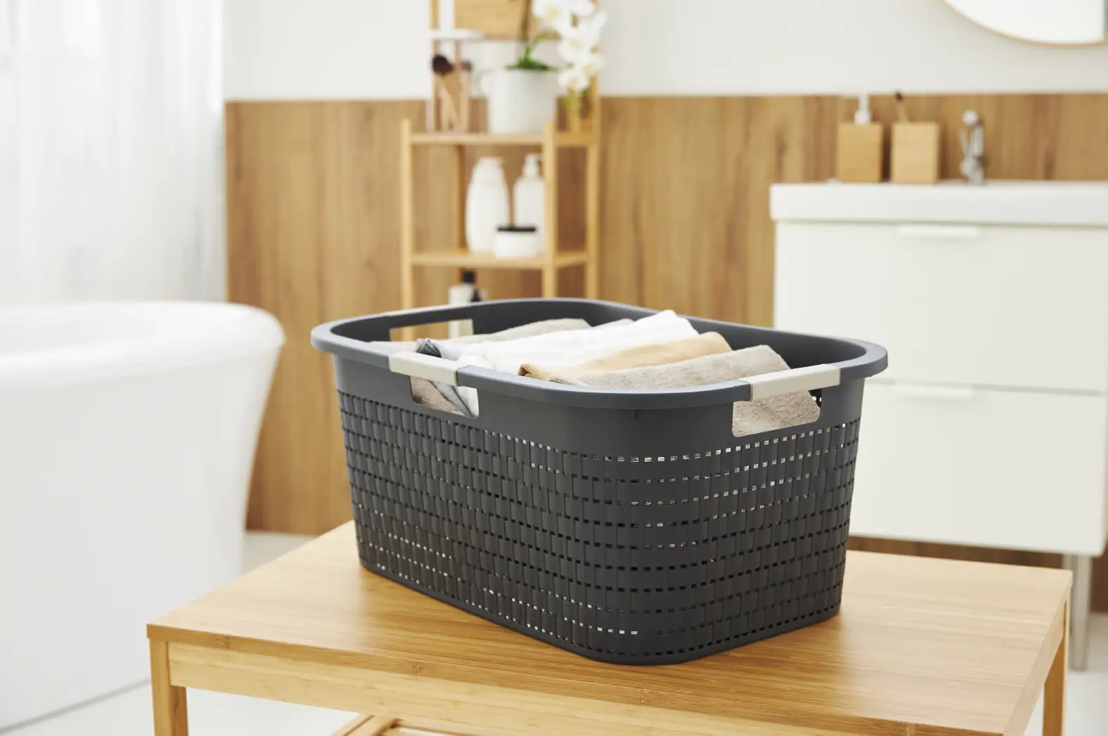 Rotho Wäschekorb Country, 40 L anthrazit