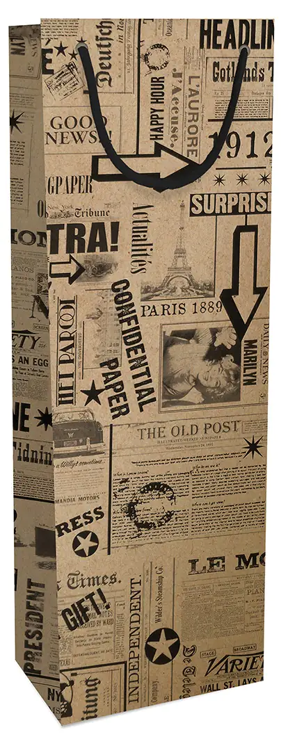 Braun & Company Flaschen Tasche News Kraftpapier 12 x 36 x 10 cm