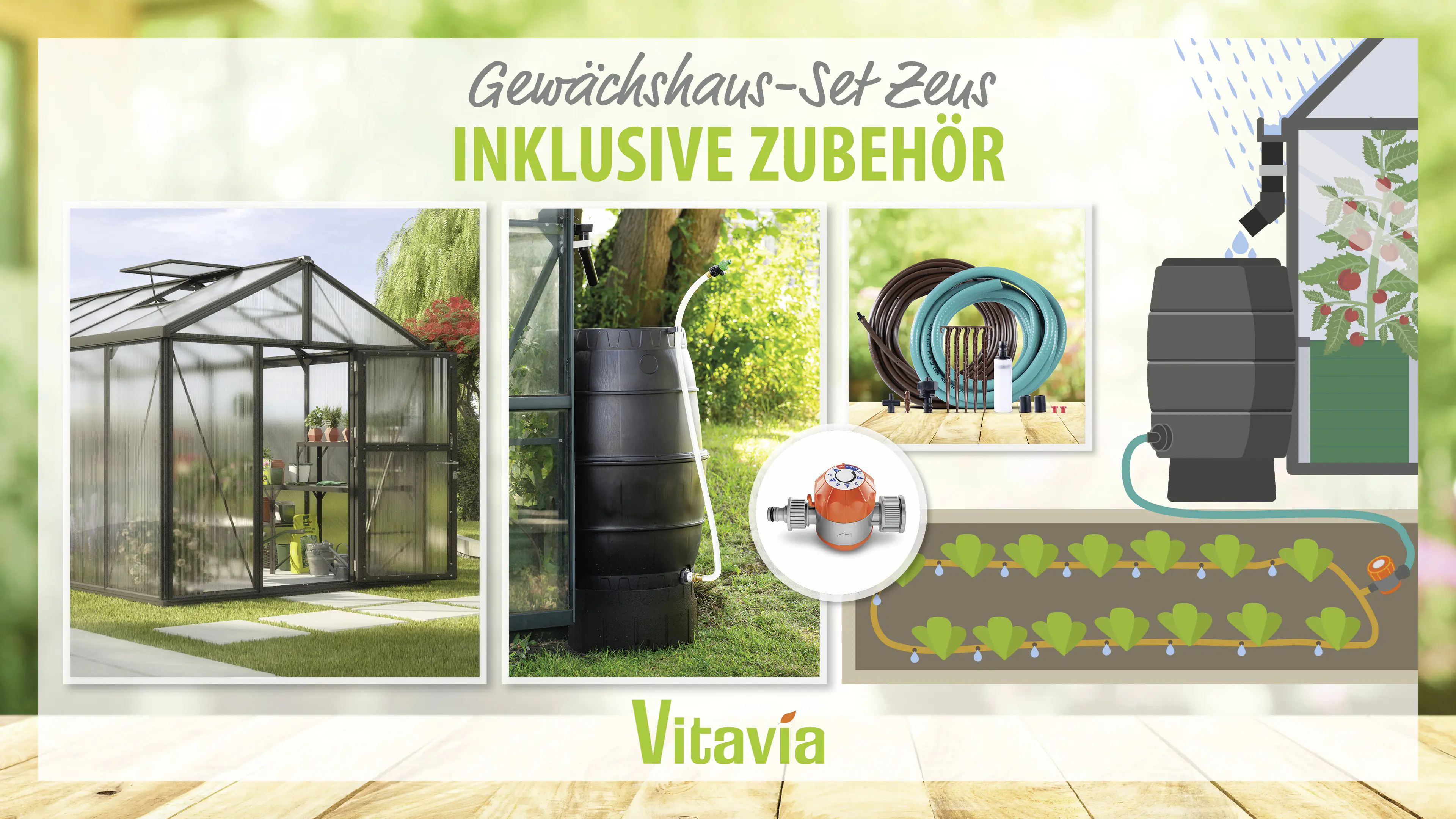 Vitavia Gewächshaus-Set Zeus 13800 HKP 16 mm schwarz 266 x 547 cm 