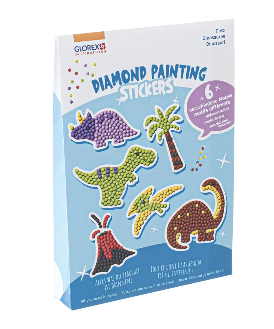 Glorex Diamond Painting Stickers Dino 6 Motive