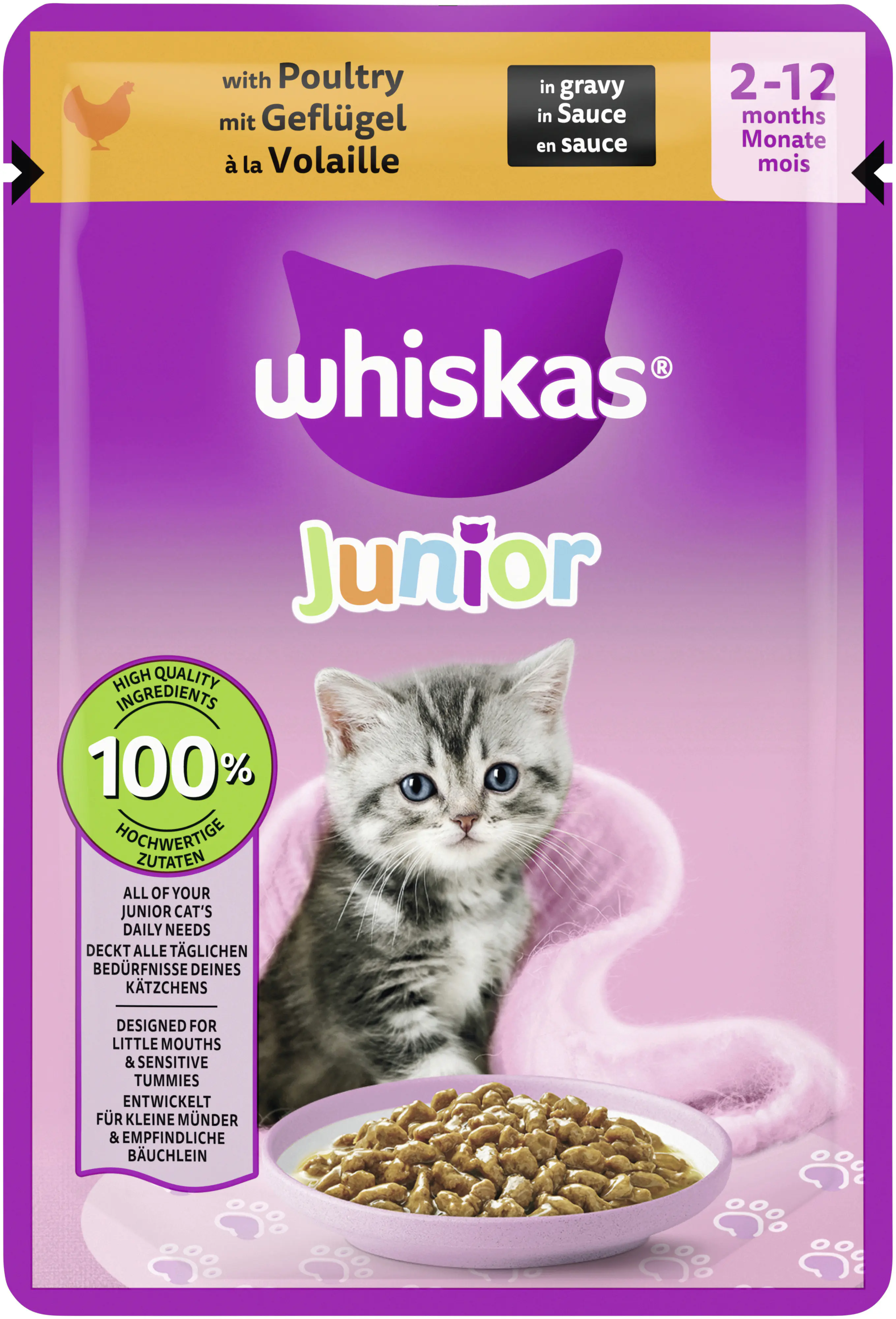 Whiskas Katzennassfutter Junior 85 g Geflügel in Sauce