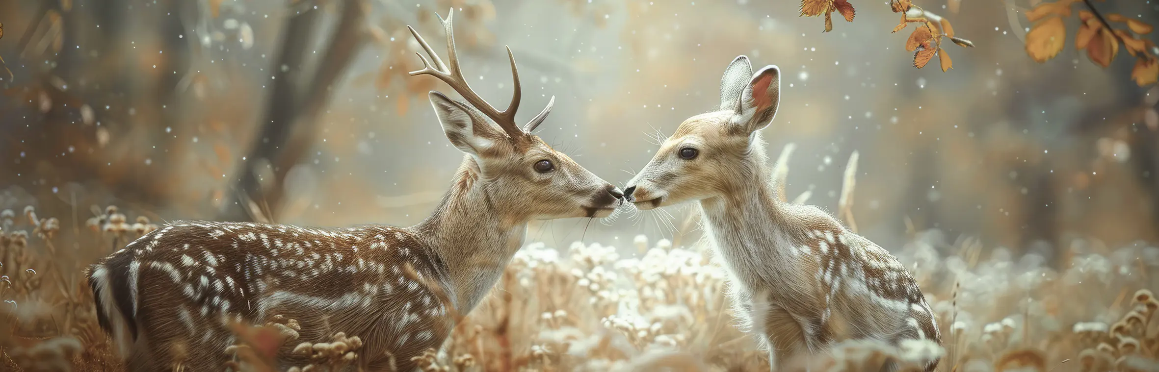 Keilrahmenbild Kissing Deer 140 x 45 cm