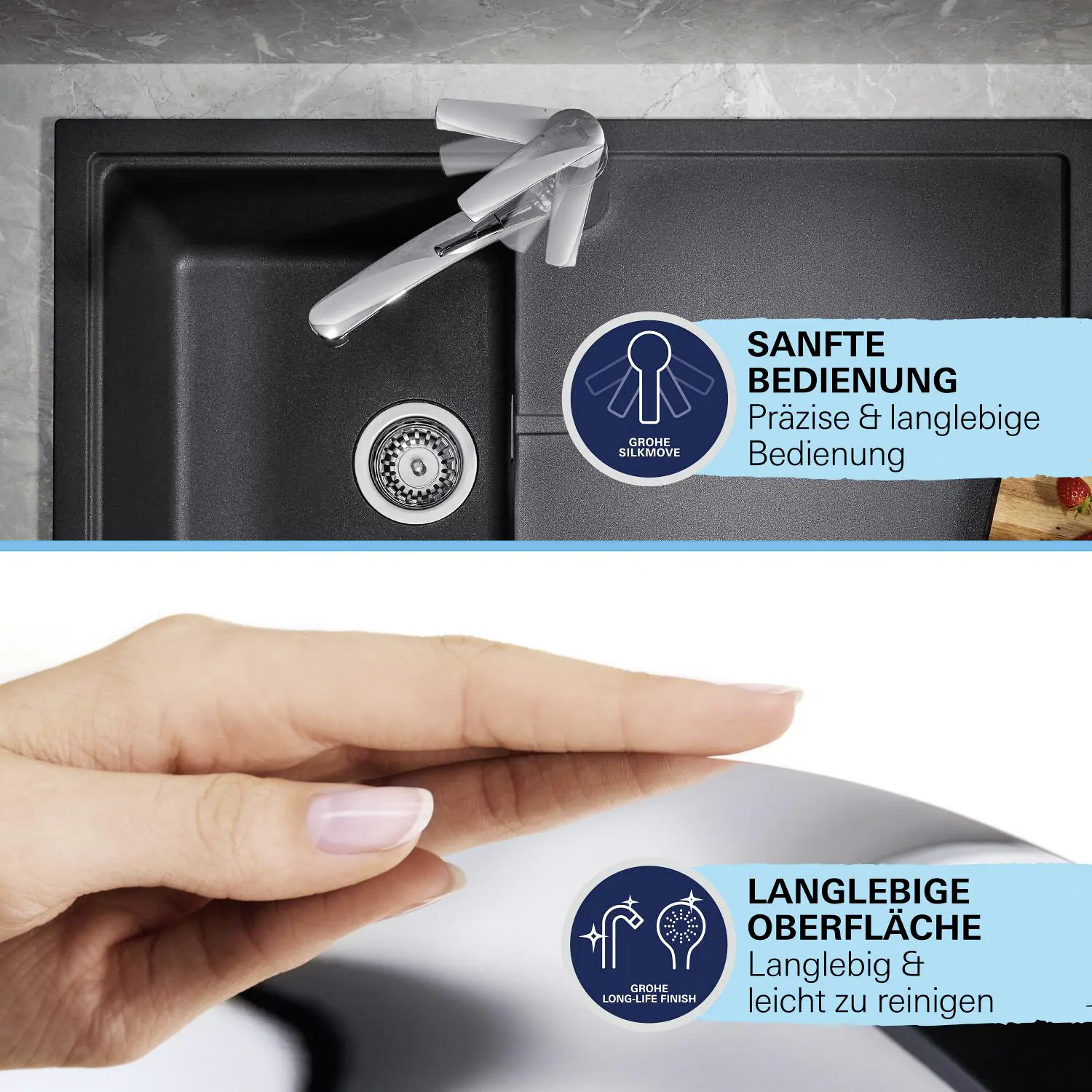 Grohe Spültischarmatur Get supersteel, mittelhoher Auslauf