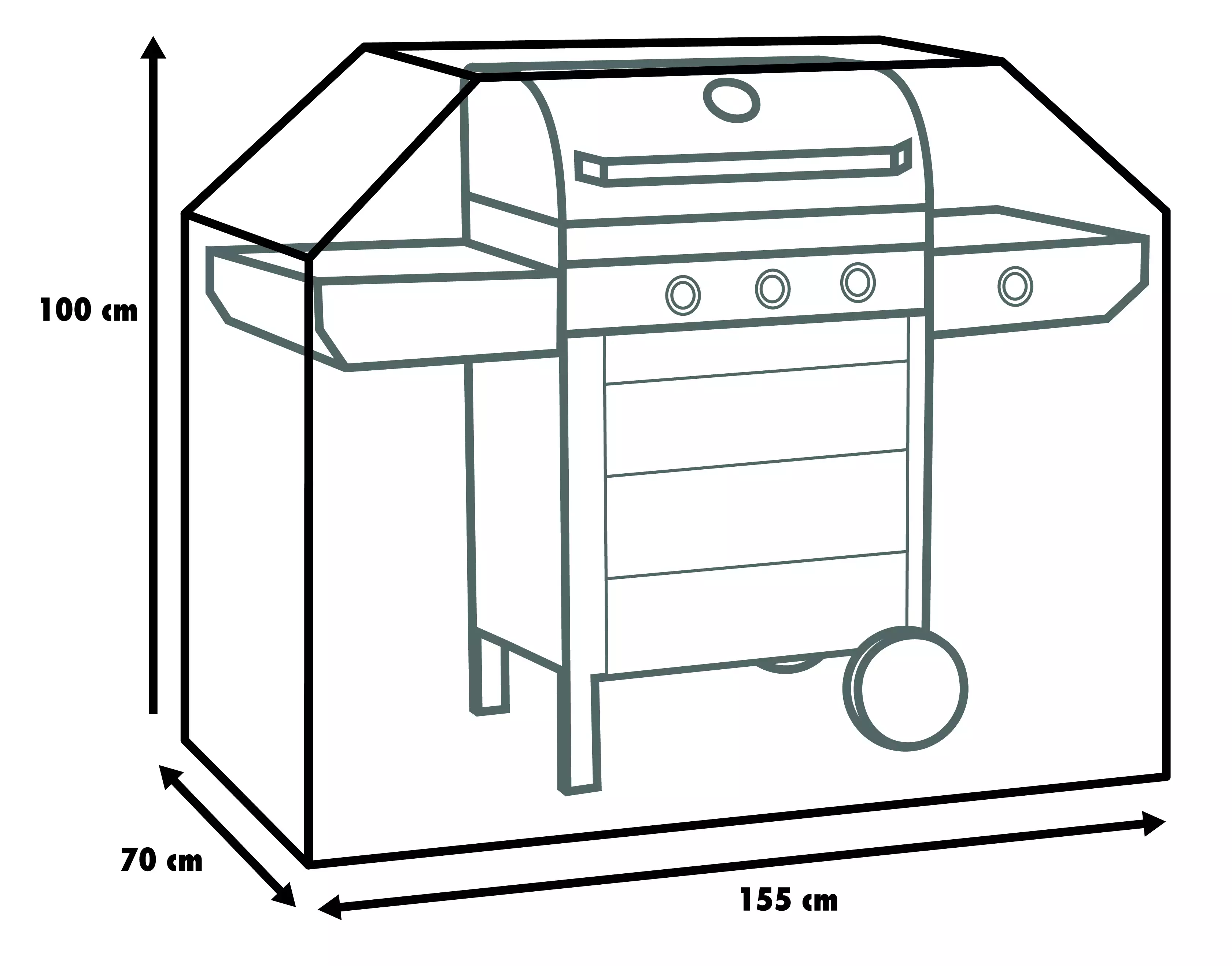 Primaster Schutzhülle für Gasgrills und Grillwagen 155 x 70 x 100 cm