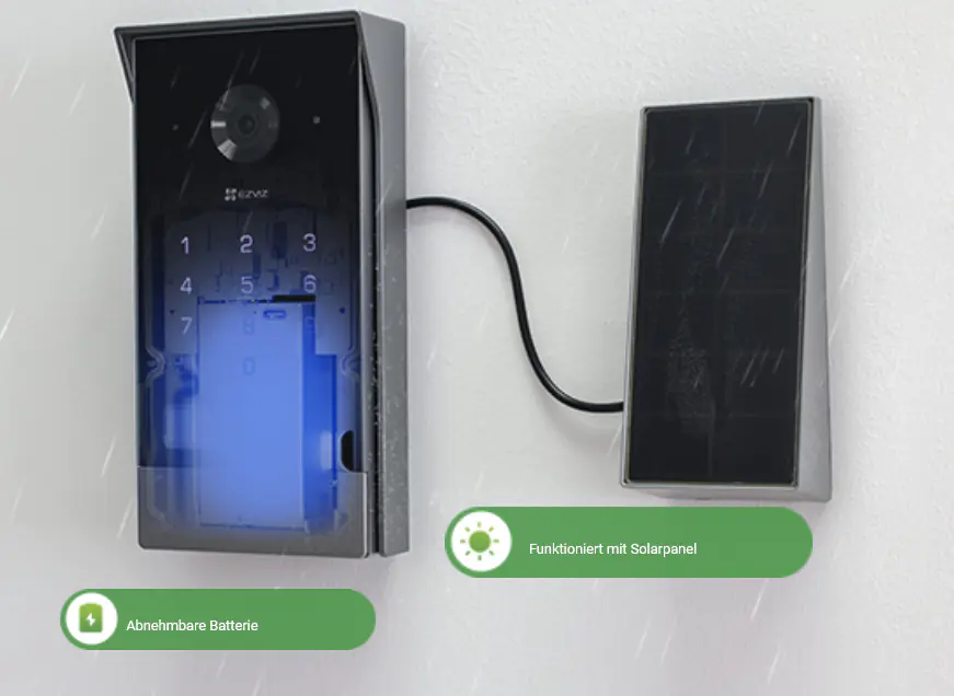 Ezviz Wlan Video-Türsprechanlage EP7 mit Monitor und Solarpanel