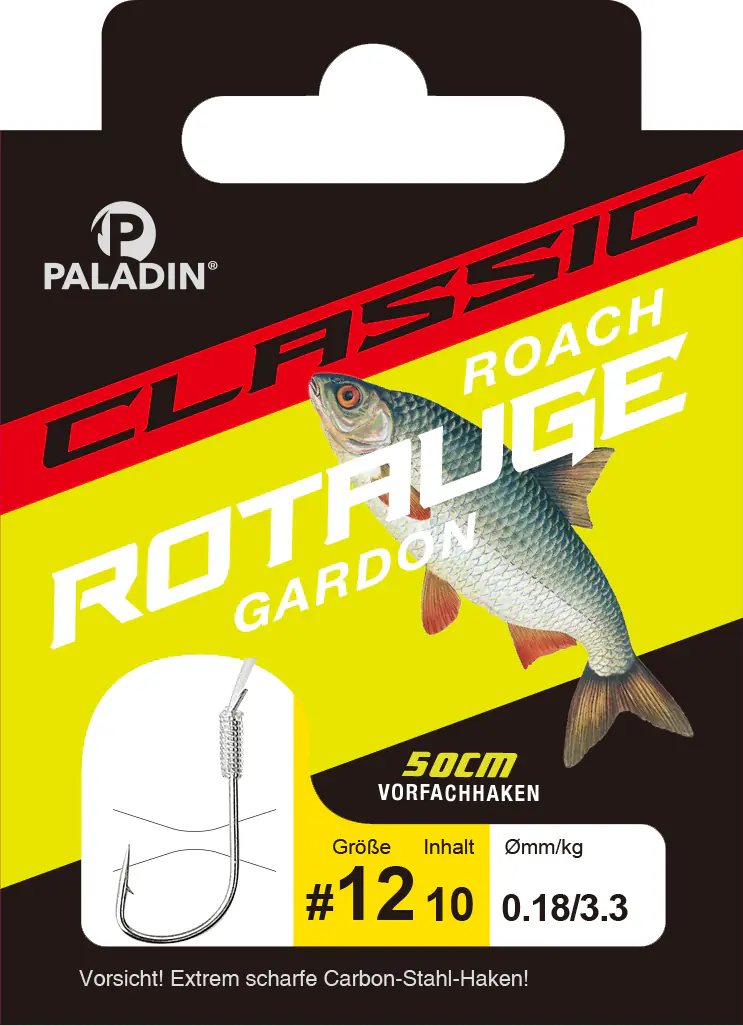 Paladin Rotaugenhaken gebunden Größe 12 - 50 cm nickel