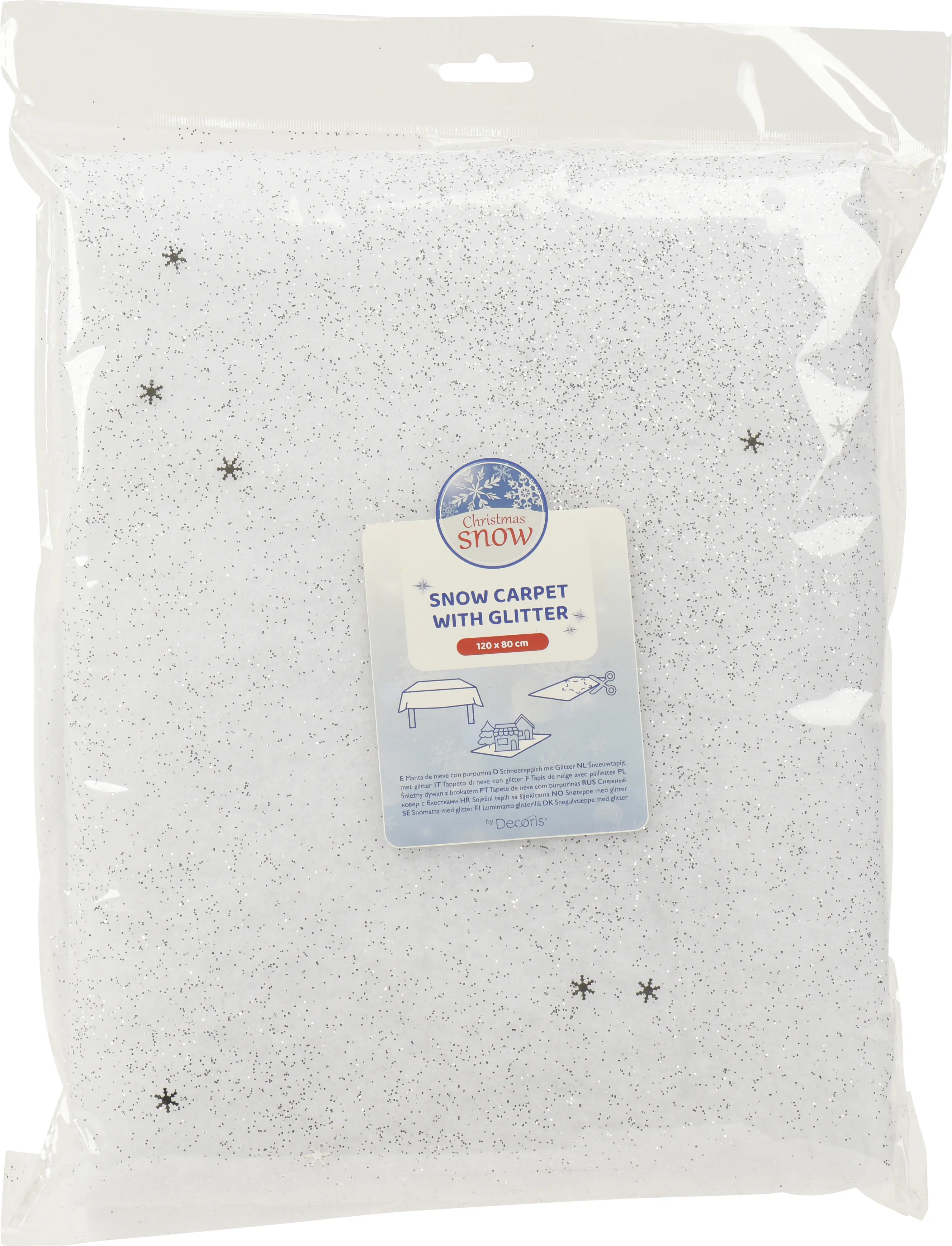 Decoris Weihnachtsdeko Glitzerschneeteppich 120 x 80 x 1 cm weiß/silber