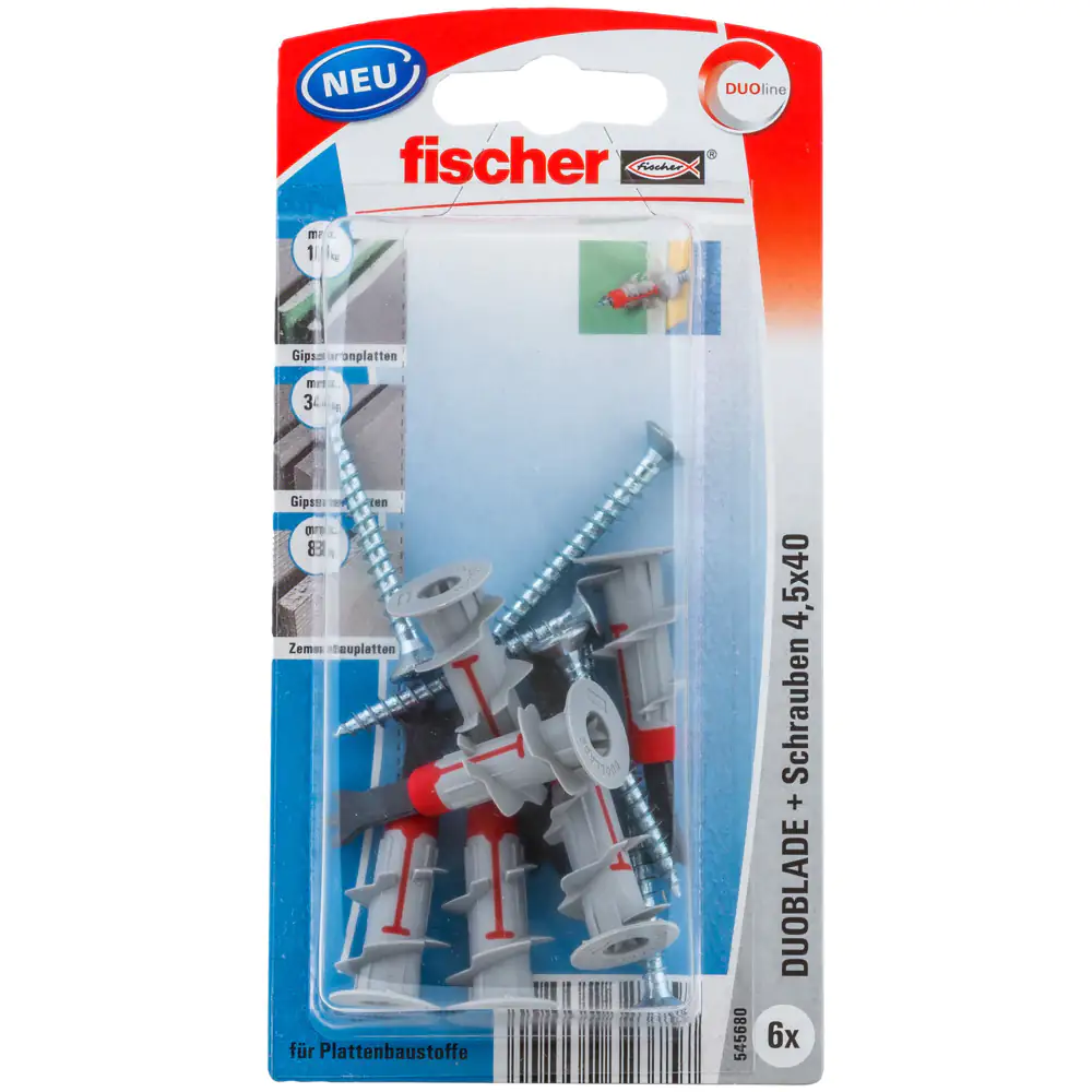 Fischer Gipskartondübel DuoBlade S 44 mm - 6 Stück