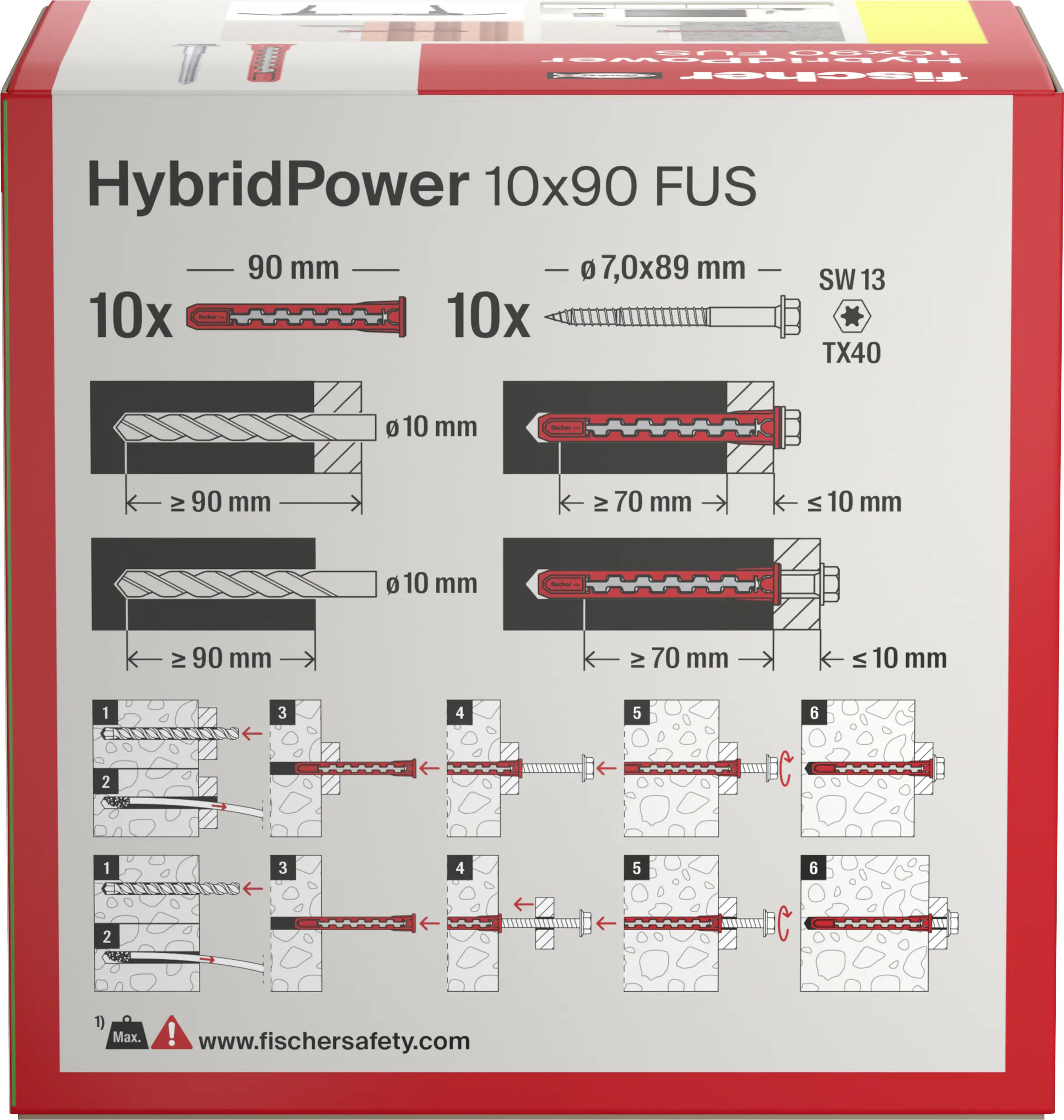 Fischer Dübel HybridPower Fus 10 x 90 mm - 10 Stück
