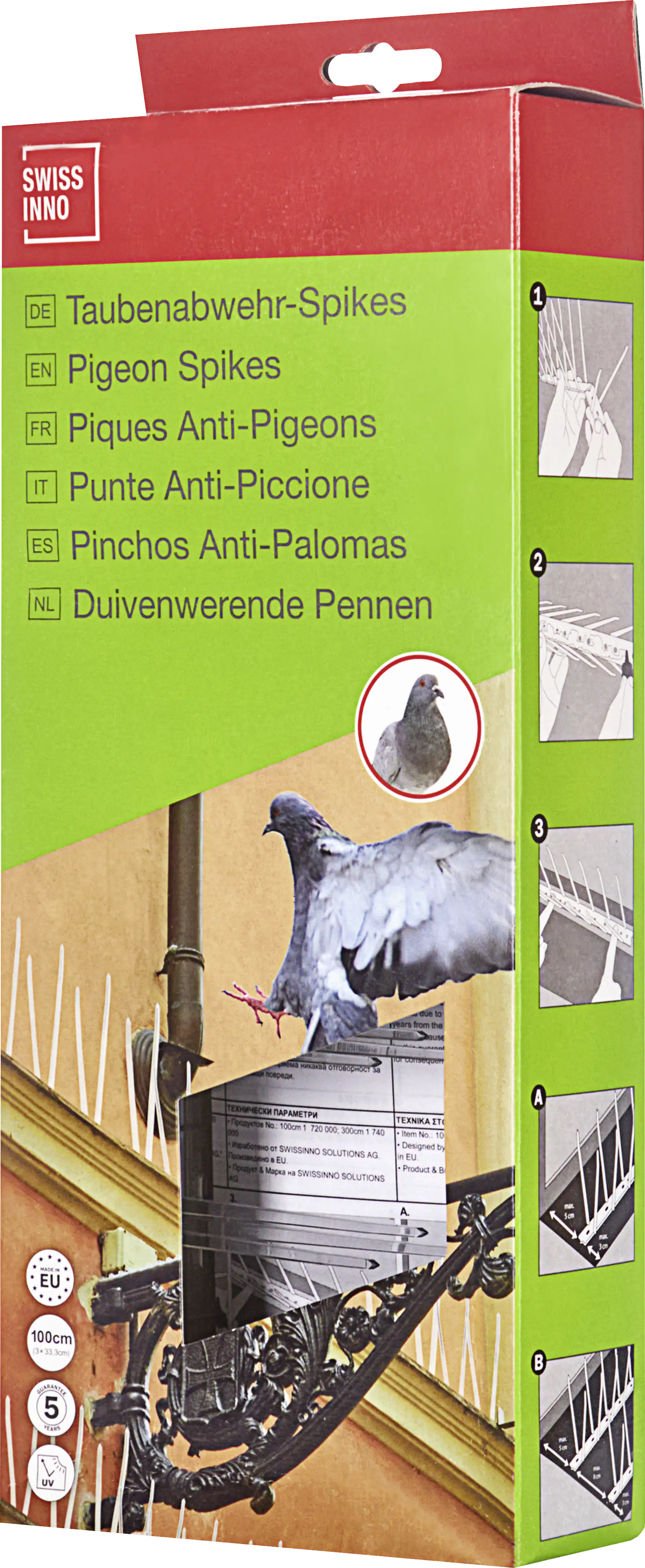 Swissinno Taubenabwehr-Spikes aus Polycarbonat 100 cm