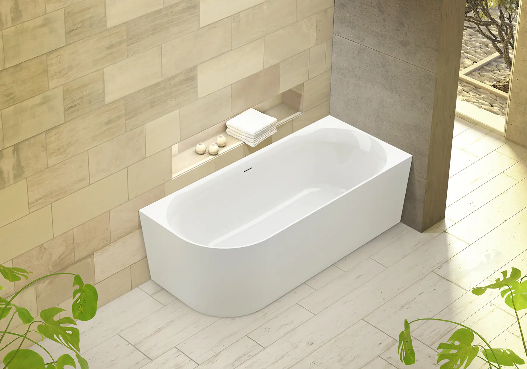 Ottofond Badewanne Mince Corner weiß links 180 x 80 / 44 cm