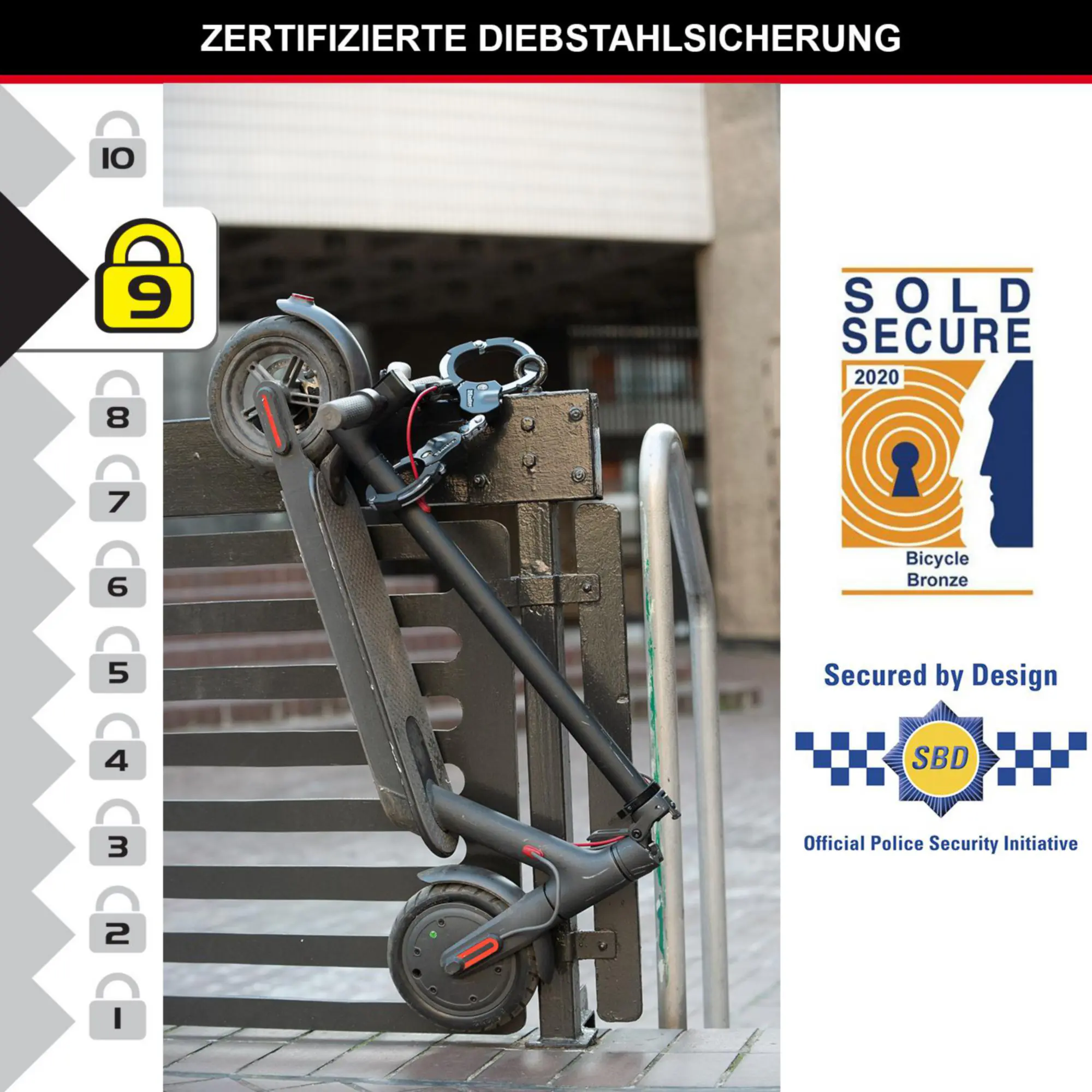 Fischer Fahrradschloss Handschellenschloss Street Cuff 36 cm x Ø 7,6 cm