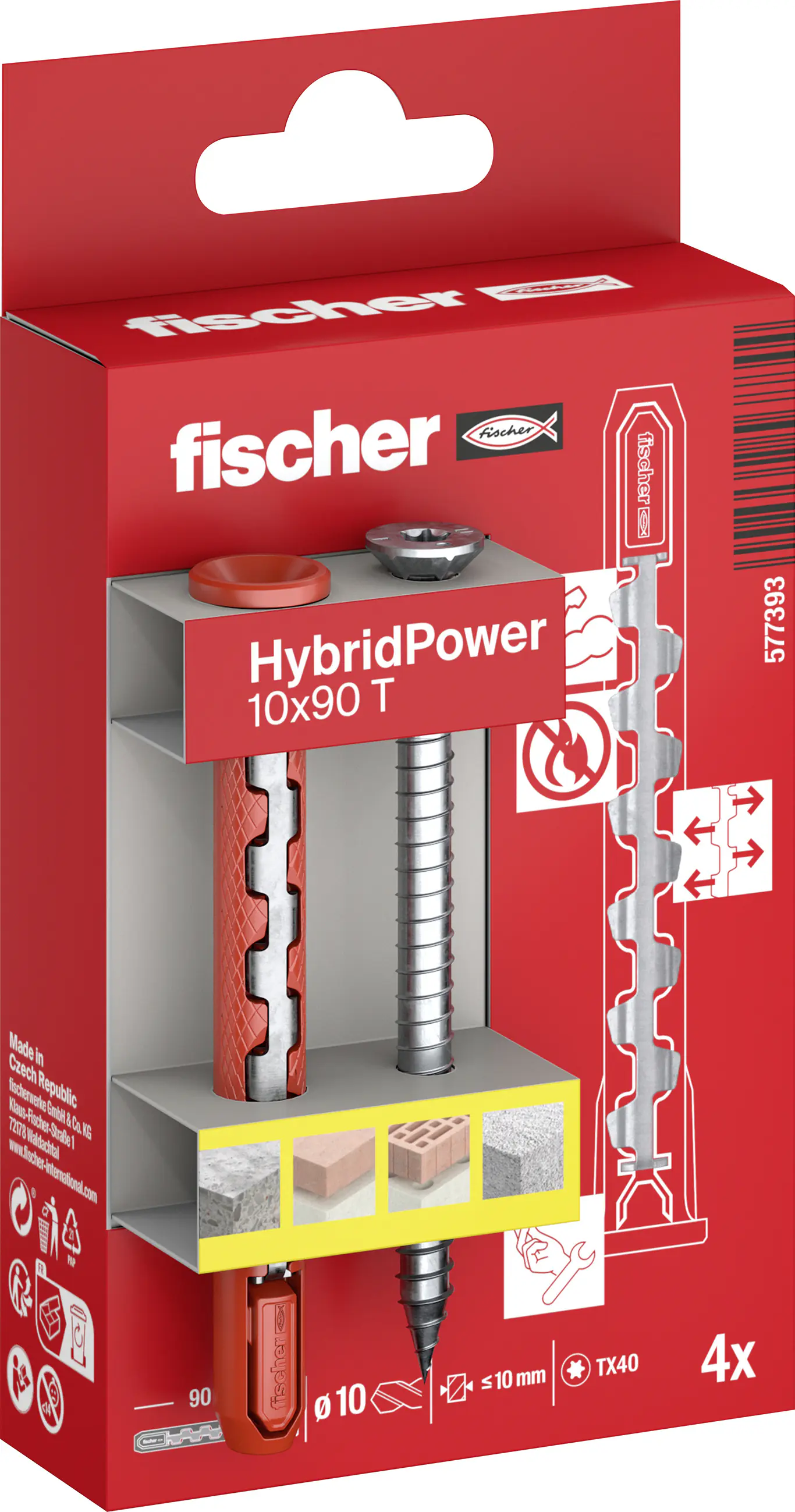 Fischer Dübel HybridPower T K 10 x 90 mm - 4 Stück