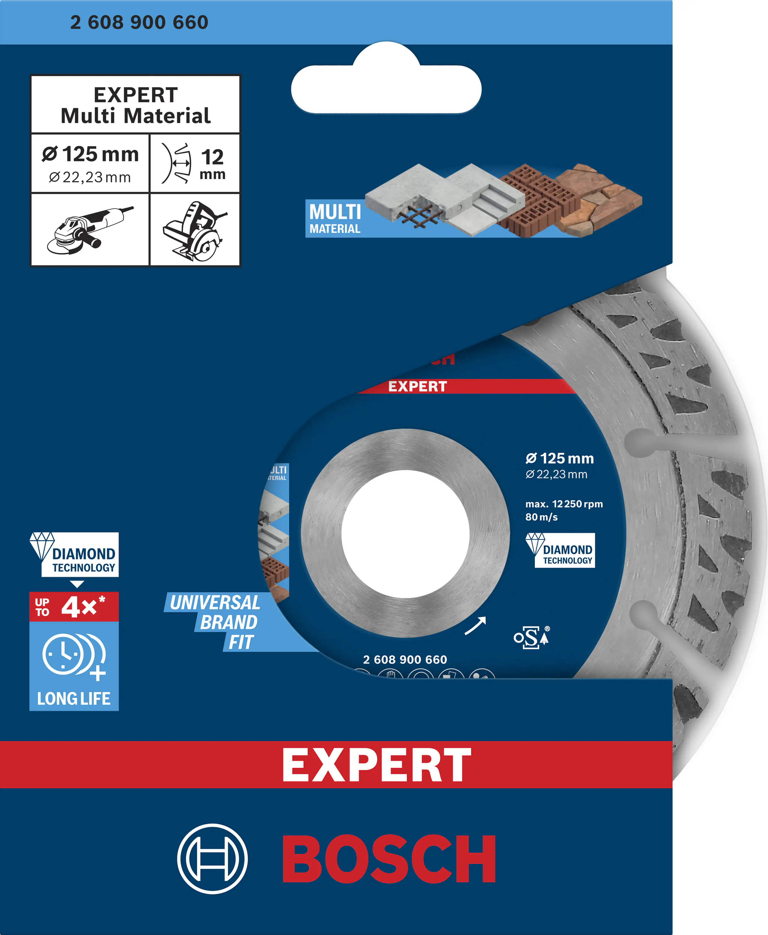 Bosch Expert MultiMaterial Diamanttrennscheiben 125 x 22,23 x 2,2 x 12 mm