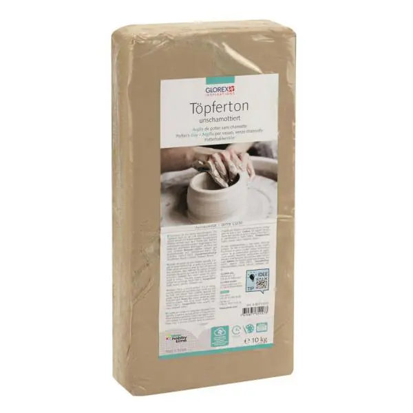 Glorex Töpferton 10 kg, weiß, unschamottiert