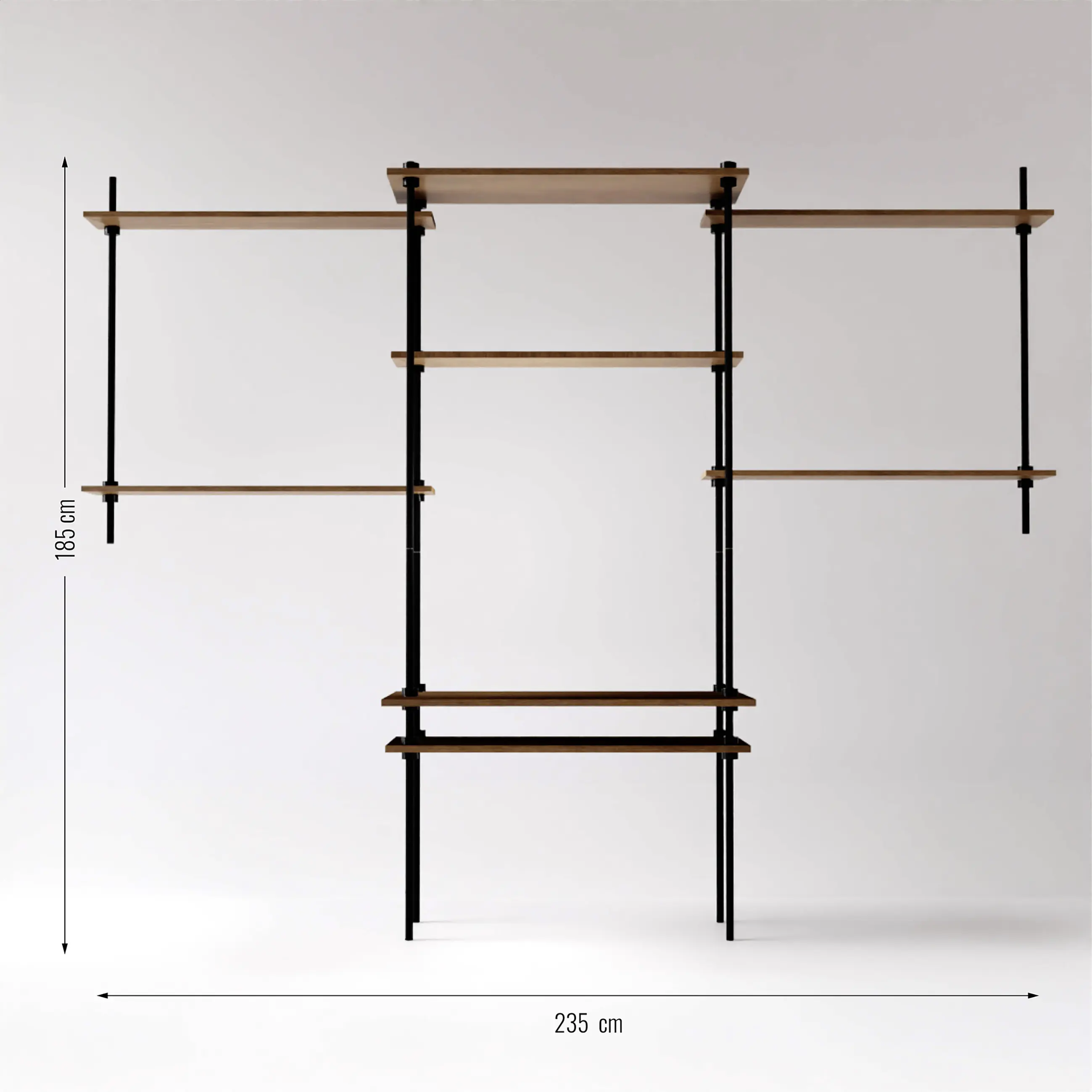 Ar Shelving Schreibtisch-Set mit Wandregal Deco Set Nebraska 185 x 150 cm