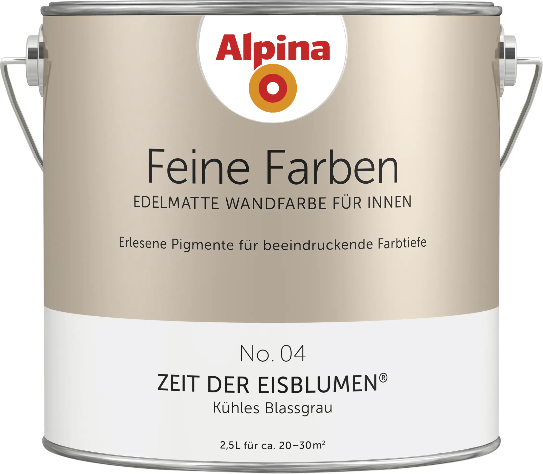 Alpina Feine Farben Wandfarbe No. 04 Zeit der Eisblumen - kühles blassgrau 2,5 L