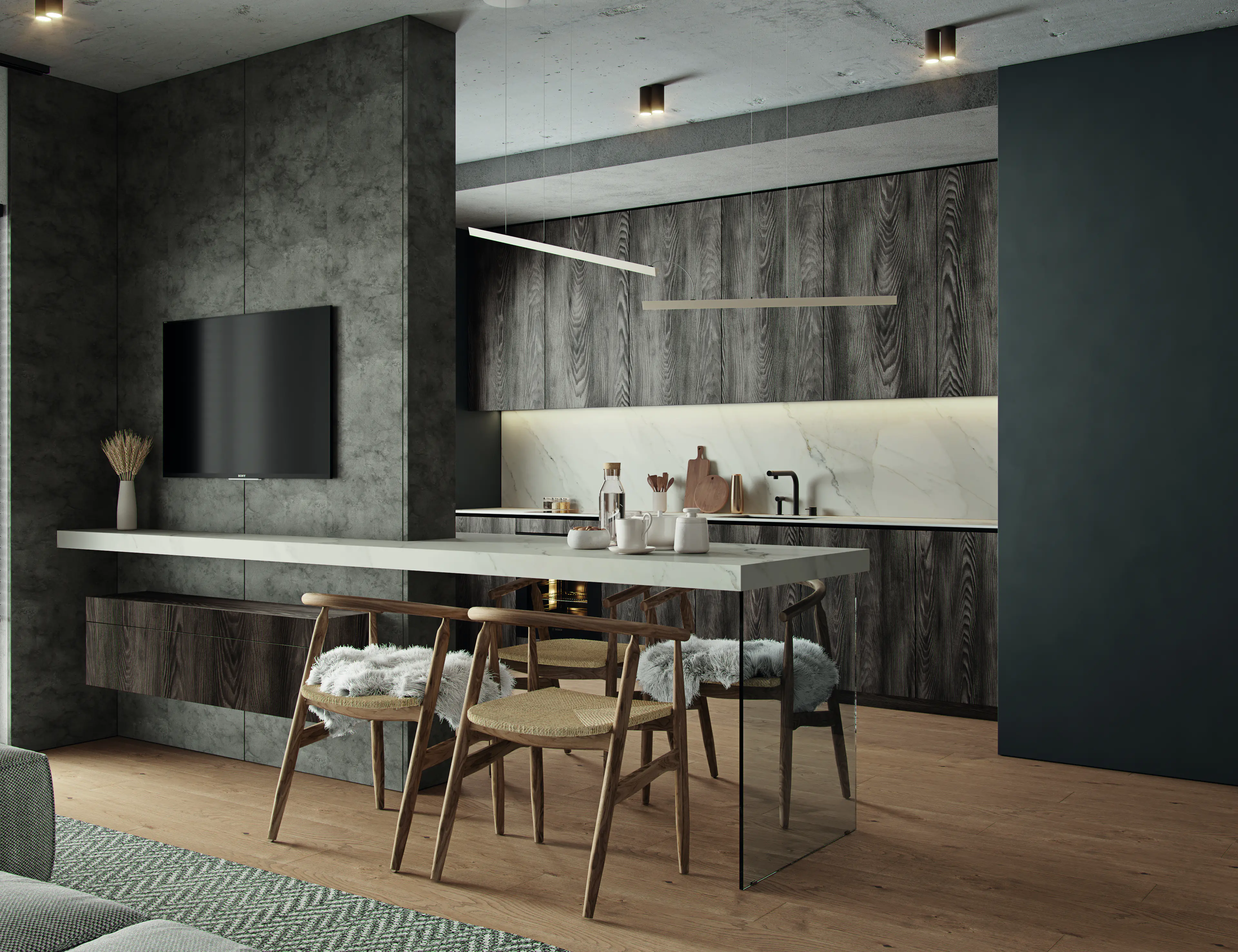 Kronoflooring Arbeitsplatte Calacatta Olympus 186 x 63,5 x 3,8 cm weiß