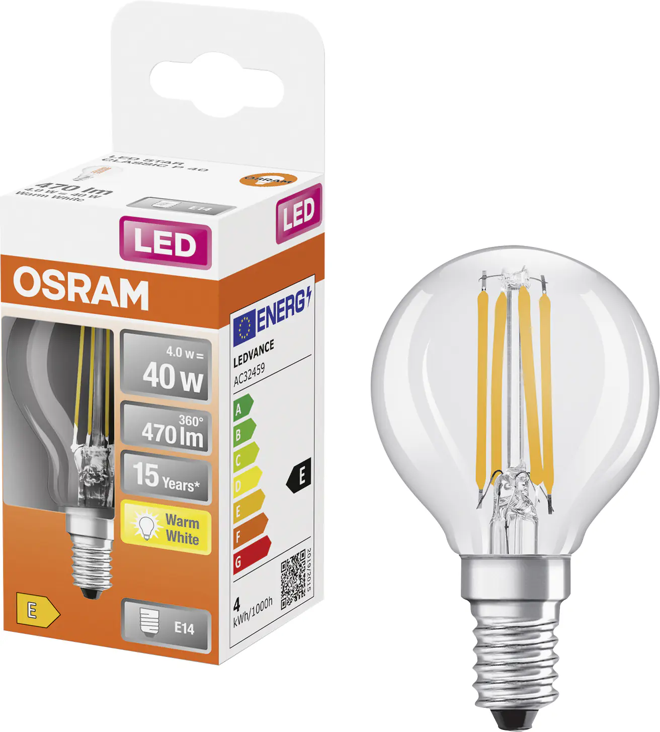 Osram LED Leuchtmittel Retrofit CLP 40 E14 4W warmweiß, klar