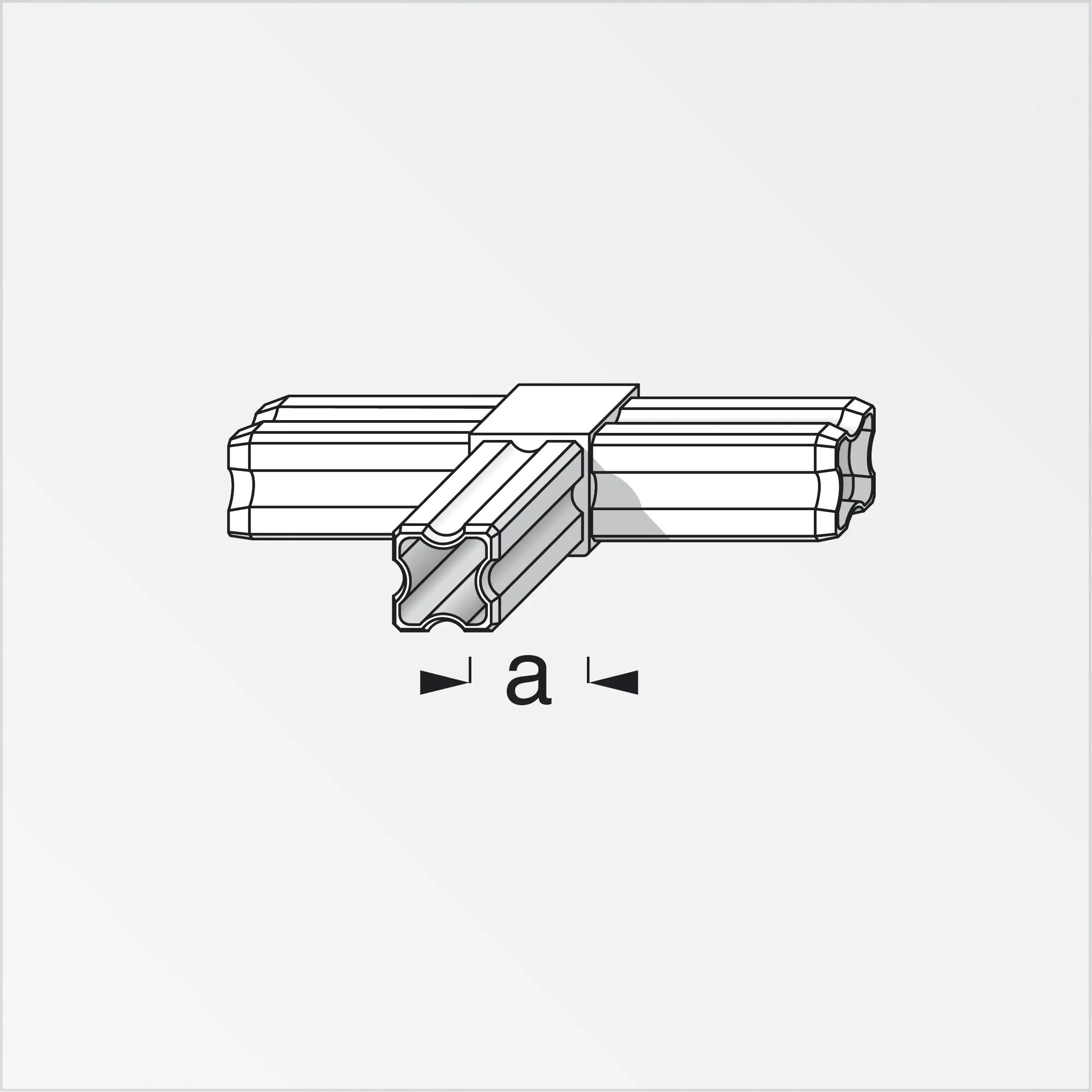 alfer T-Verbinder 90º, 3 Zapfen 23.5 mm 23.5 mm Kunststoff glatt weiss