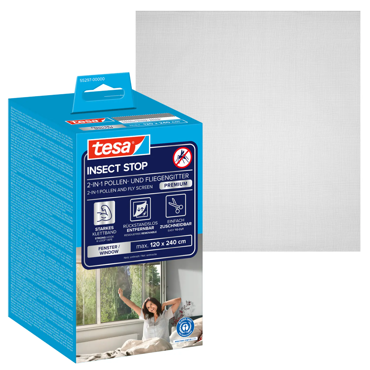 tesa Pollenschutzgitter 120 x 240 cm anthrazit