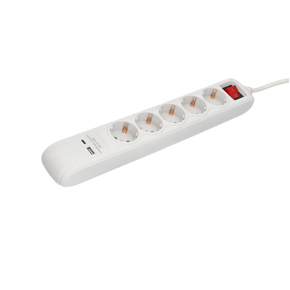Unitec Tischsteckdose 5-fach mit Schalter inkl. 2x USB 1,4 m 