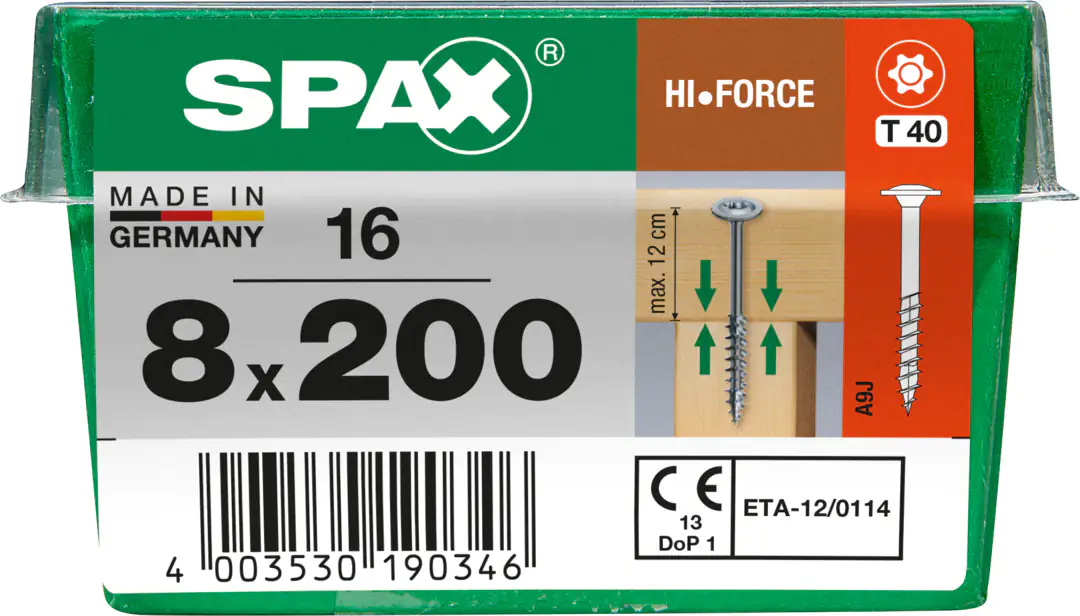 Spax Holzbauschrauben 8.0 x 200 mm TX 40 - 16 Stk.