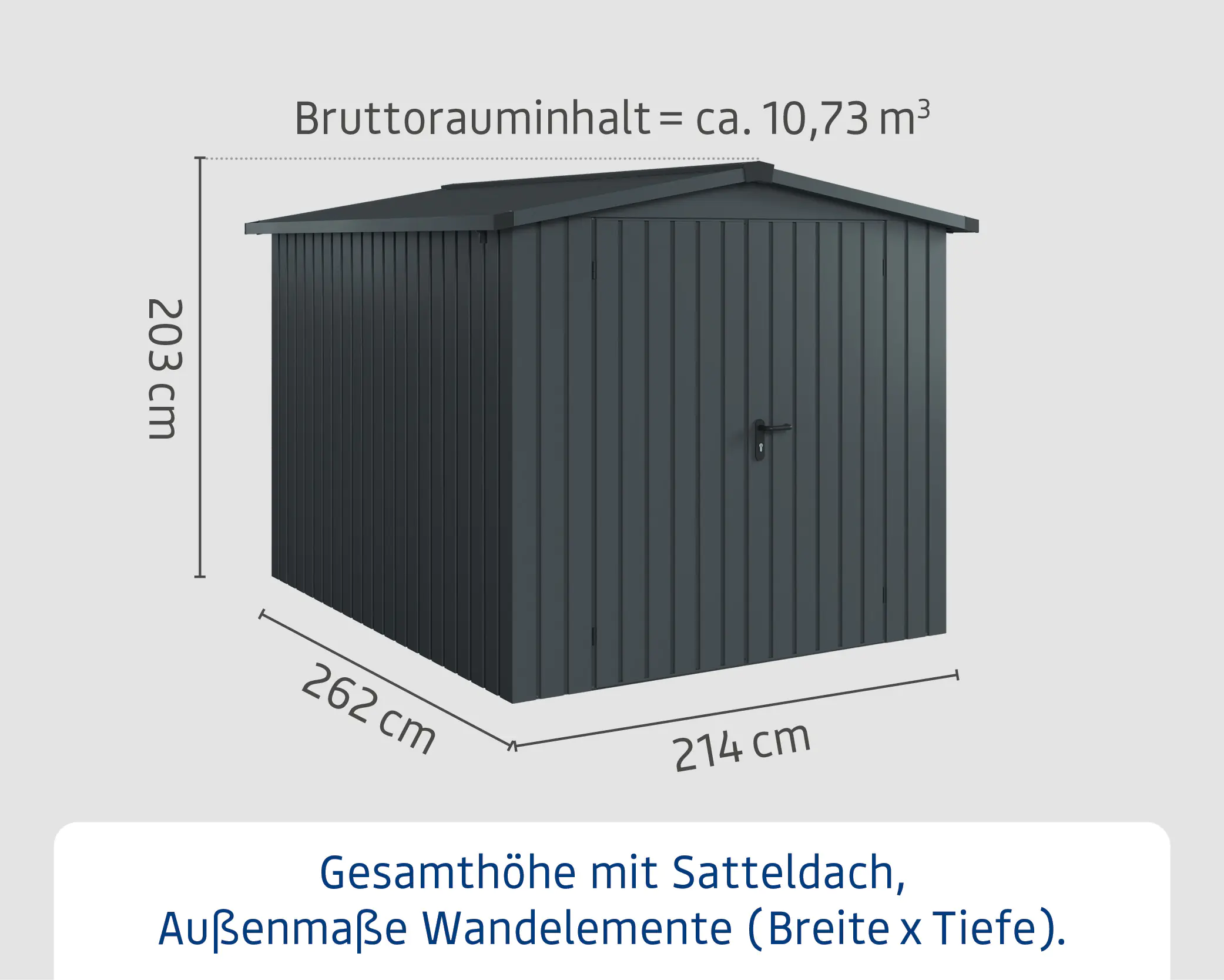 EcoStar Metallgerätehaus Euroline ESD6 anthrazit 214 x 262 cm 2-flg.